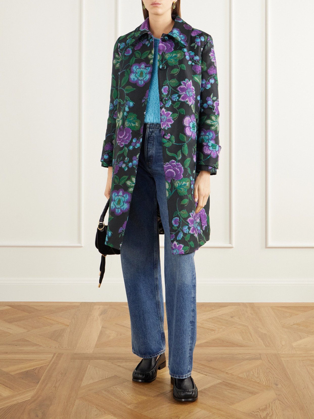 Precious Floral-Jacquard Coat