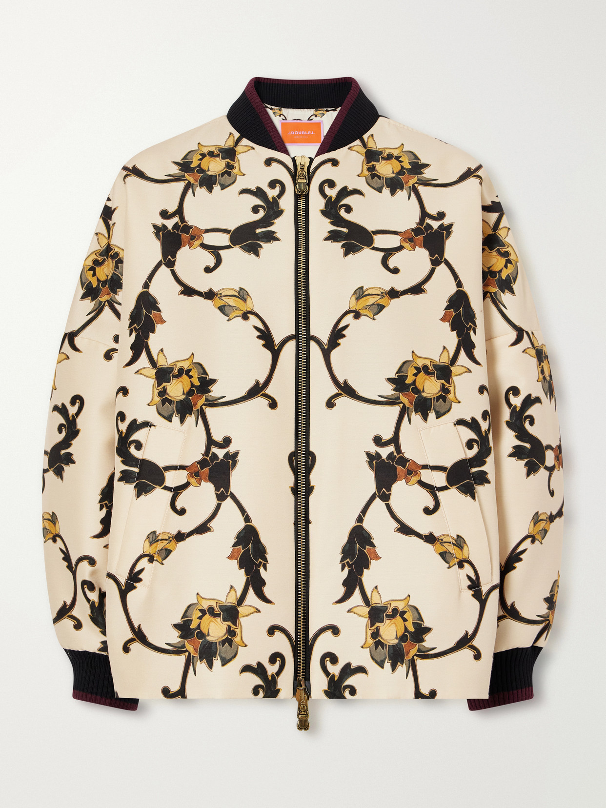 Brooklyn Floral-Print Rib-Trimmed Wool-Blend Cady Jacket