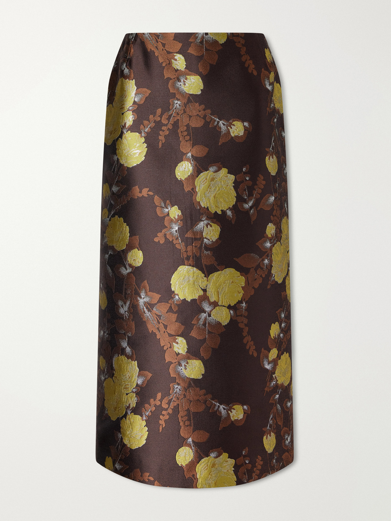 Floral-Jacquard Twill Midi