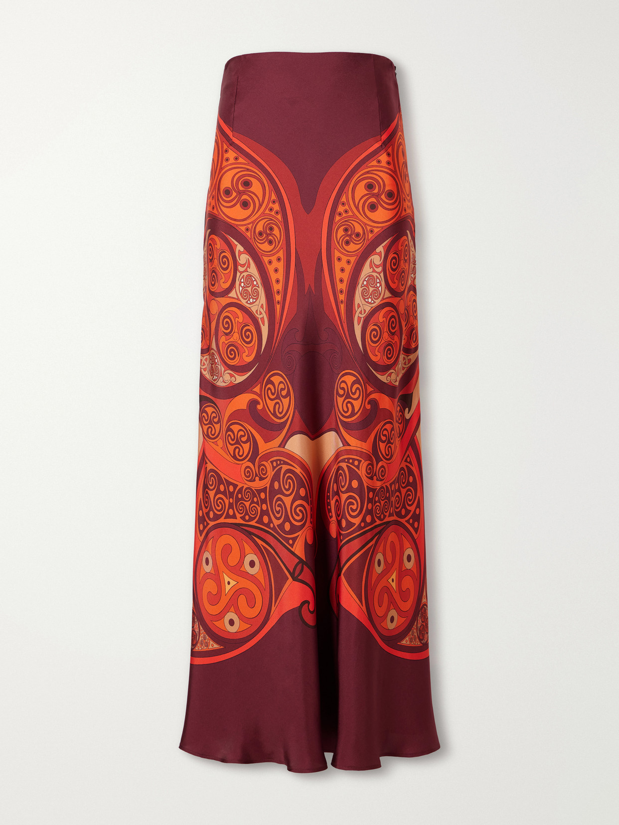 La Doublej Sleek Printed Silk-twill Maxi Skirt In Pink
