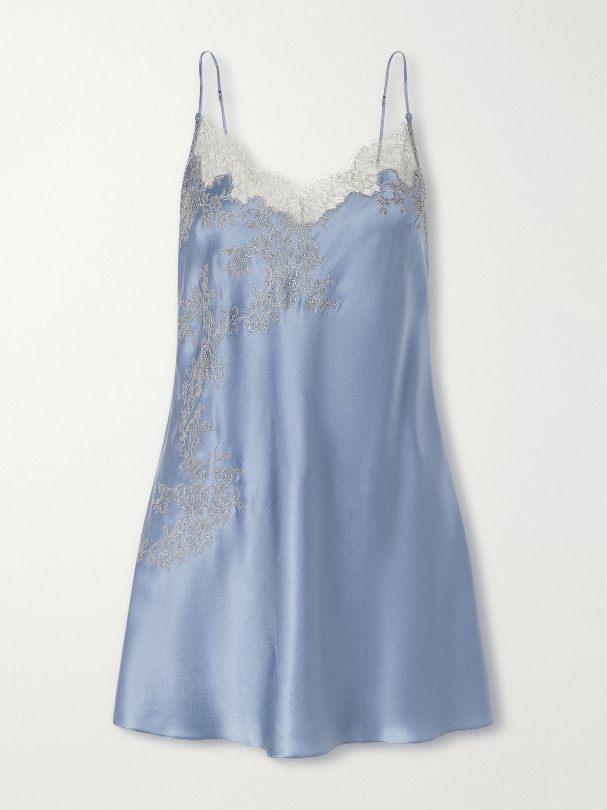 Lace-embroidered silk-satin mini dress