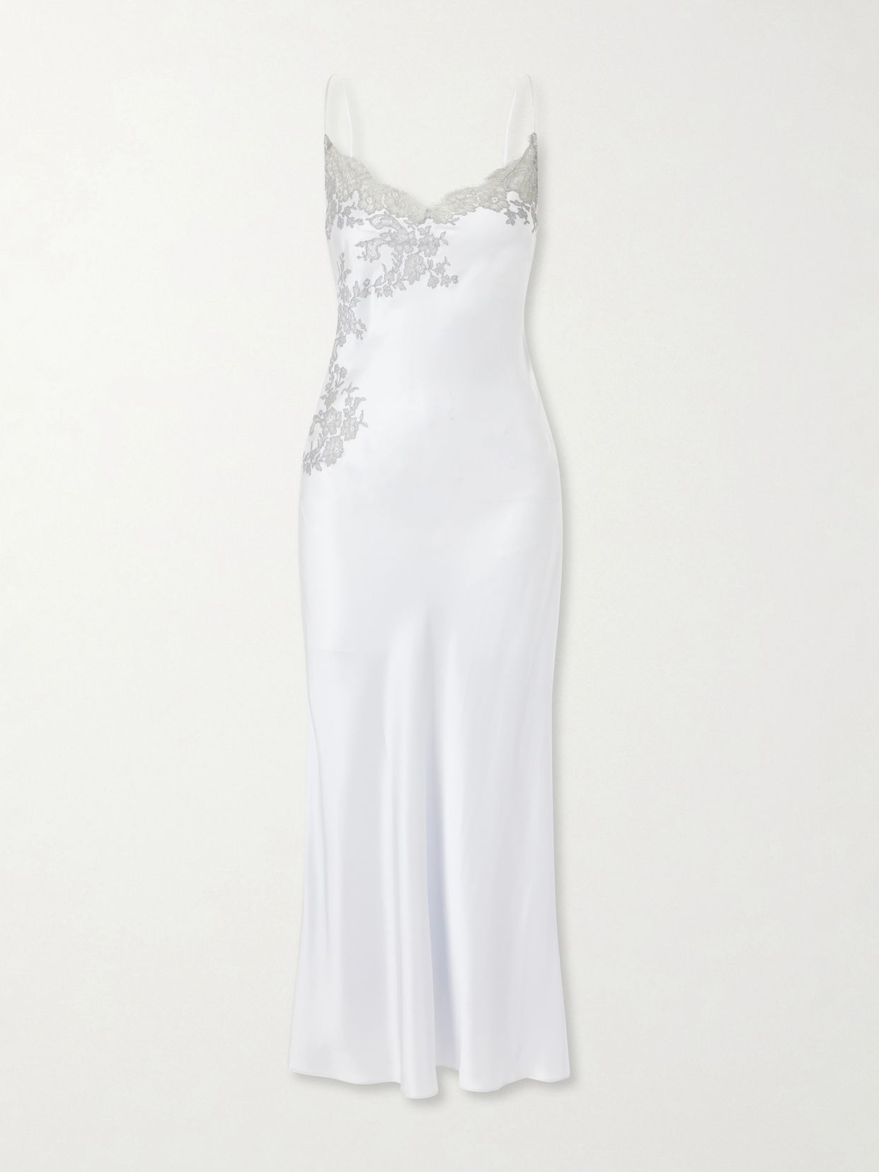 Lace-embroidered silk midi dress