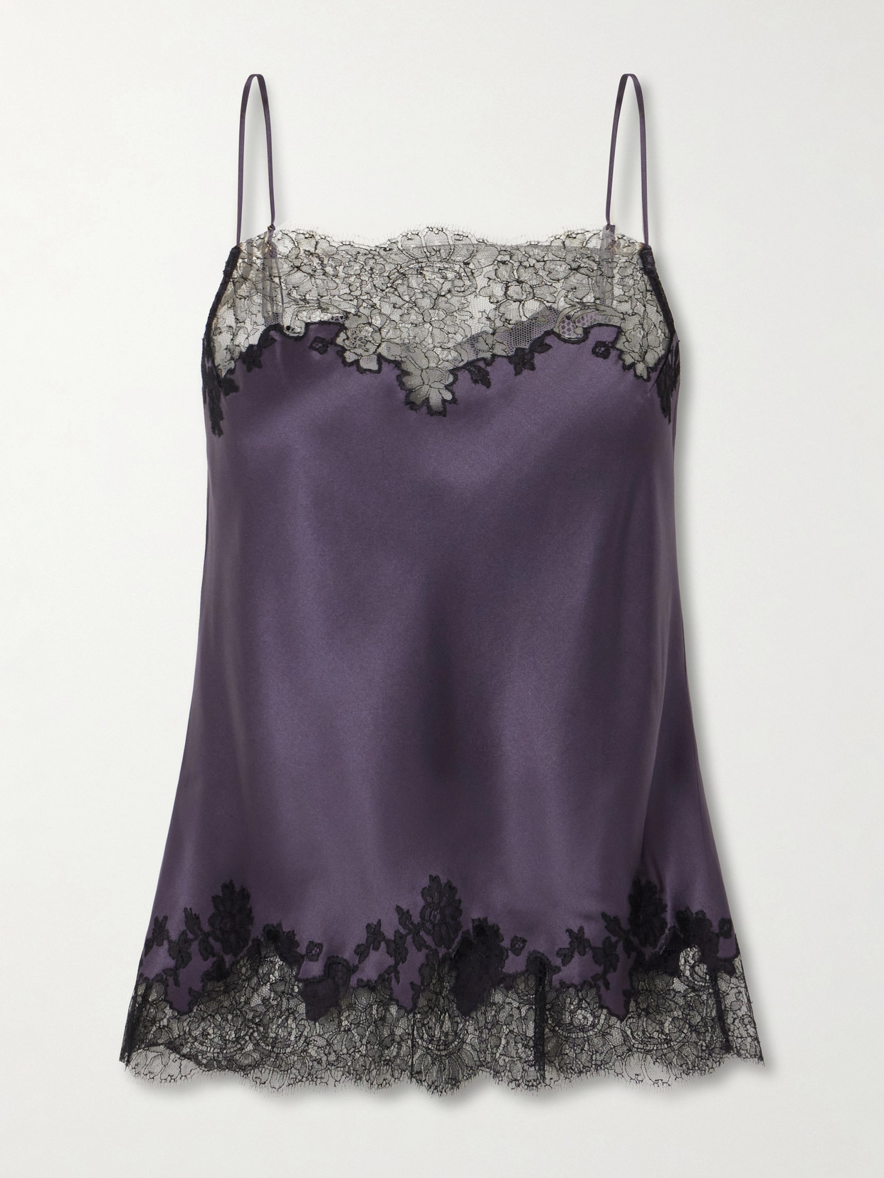 Carine Gilson Lace-trimmed Silk-satin Camisole In Gray