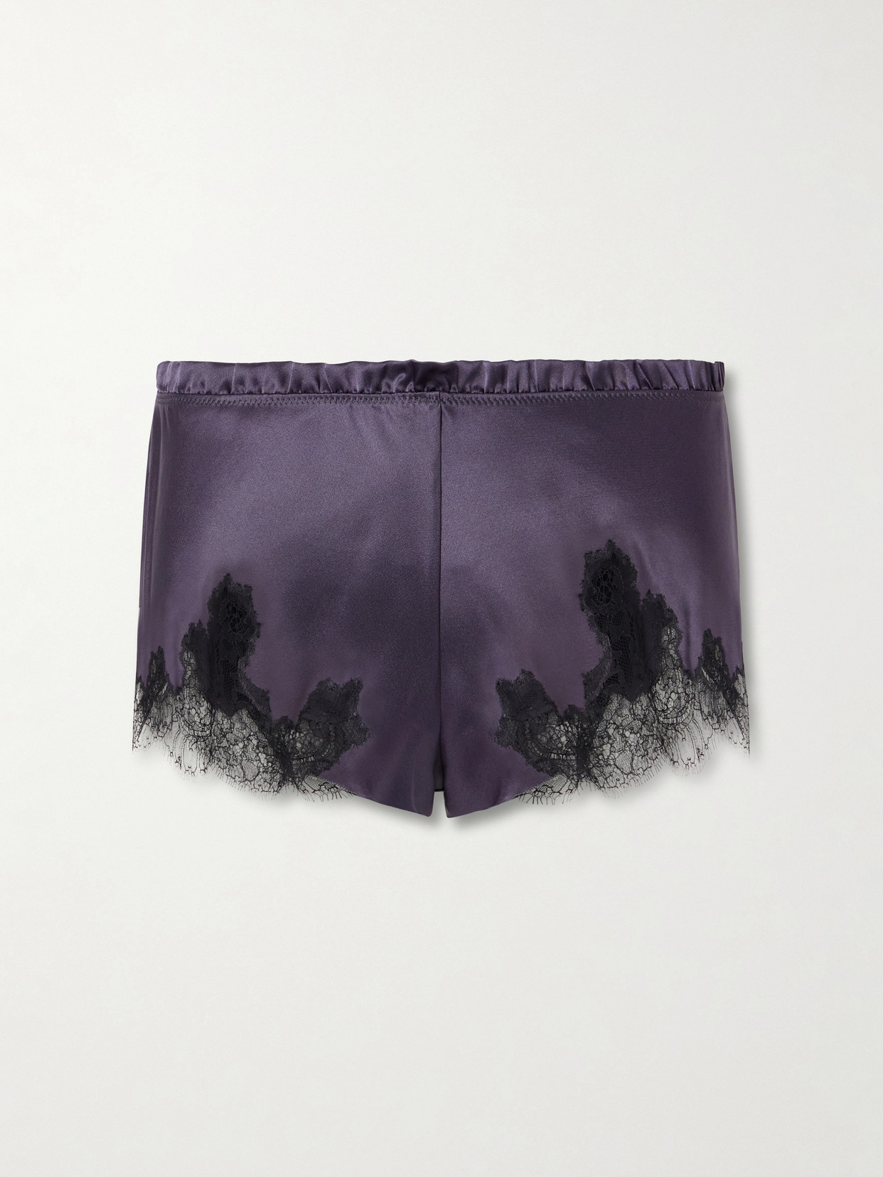 Carine Gilson Lace-trimmed Silk-satin Shorts In Gray