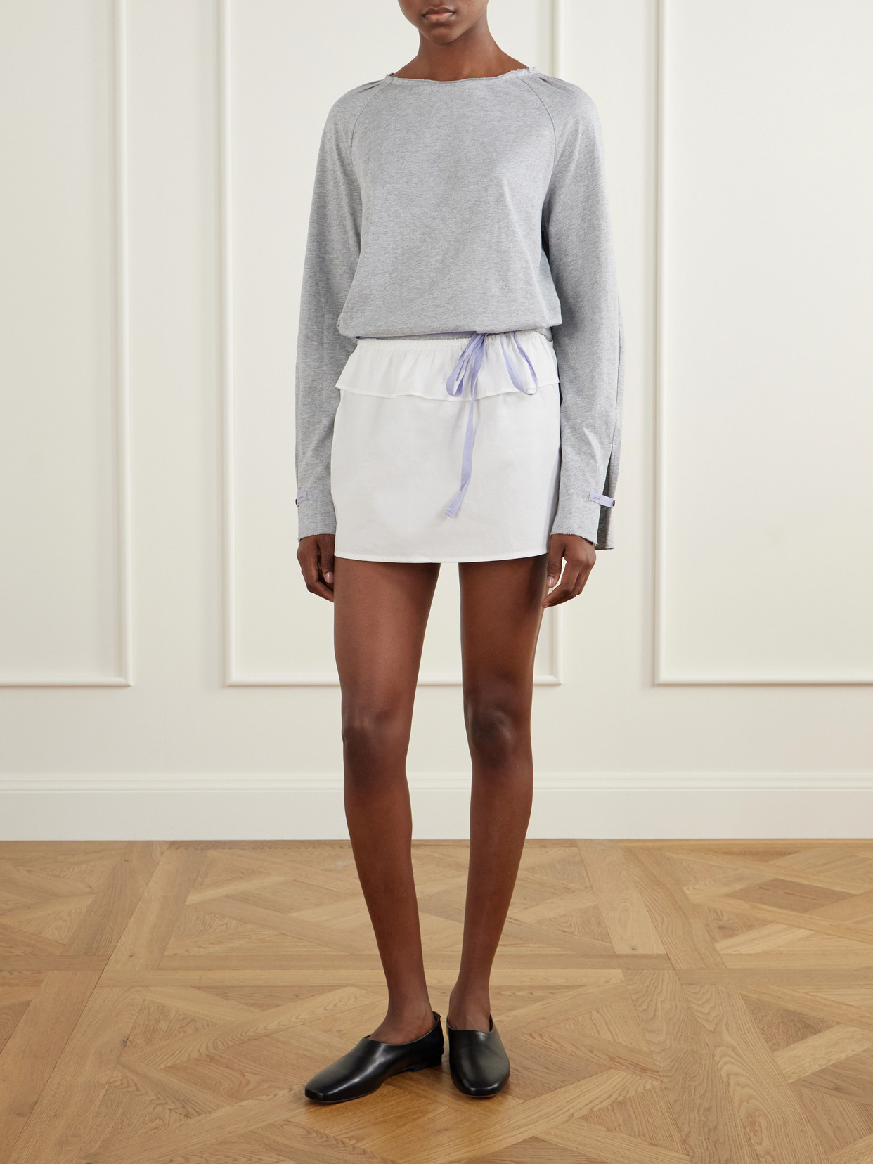 Flounce Layer Organic Cotton-Poplin Mini