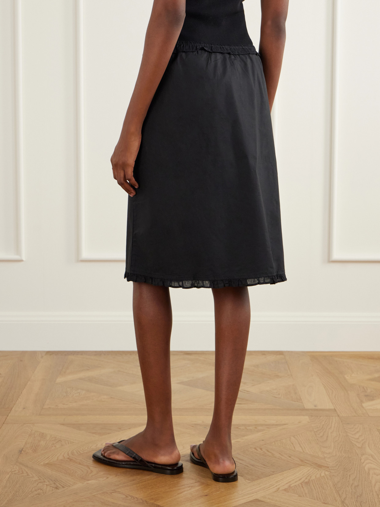 One Frill Organic Cotton-Poplin Knee-Length Skirt