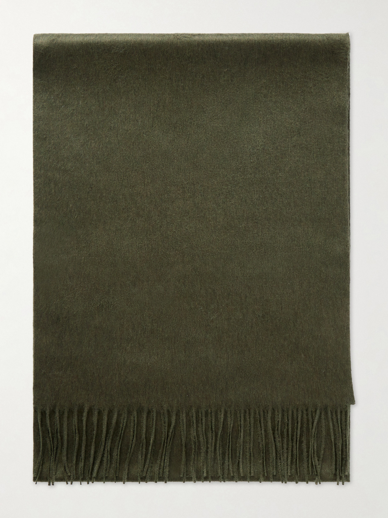 Gabriela Hearst Blaine Fringed Silk And Cashmere-blend Scarf In Green