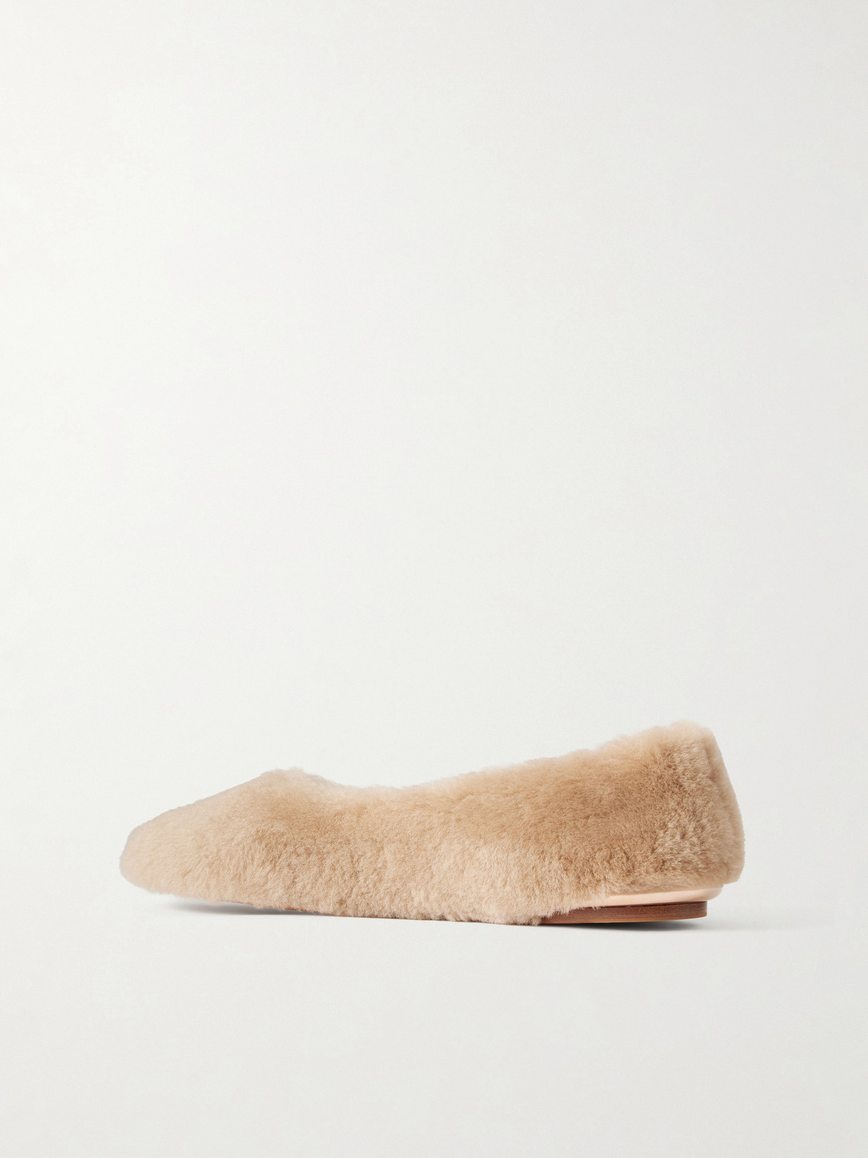 Fleur Leather-Trimmed Shearling Ballet Flats