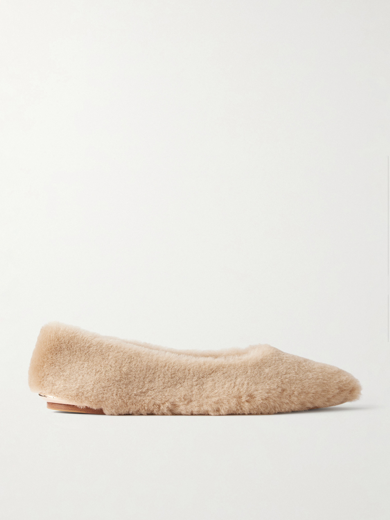 Fleur Leather-Trimmed Shearling Ballet Flats