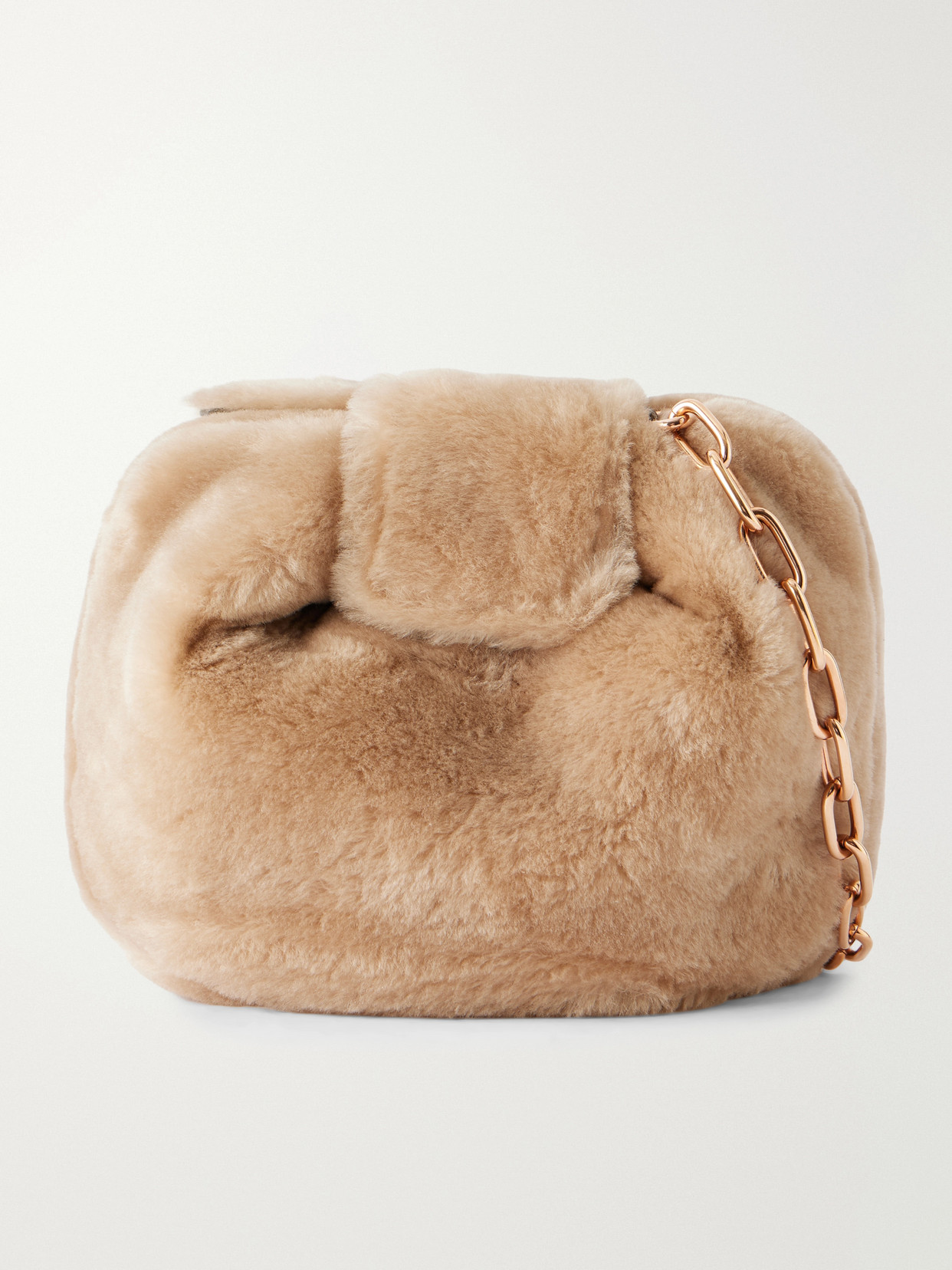 Gabriela Hearst Soft Demi Shearling Clutch In Neutrals