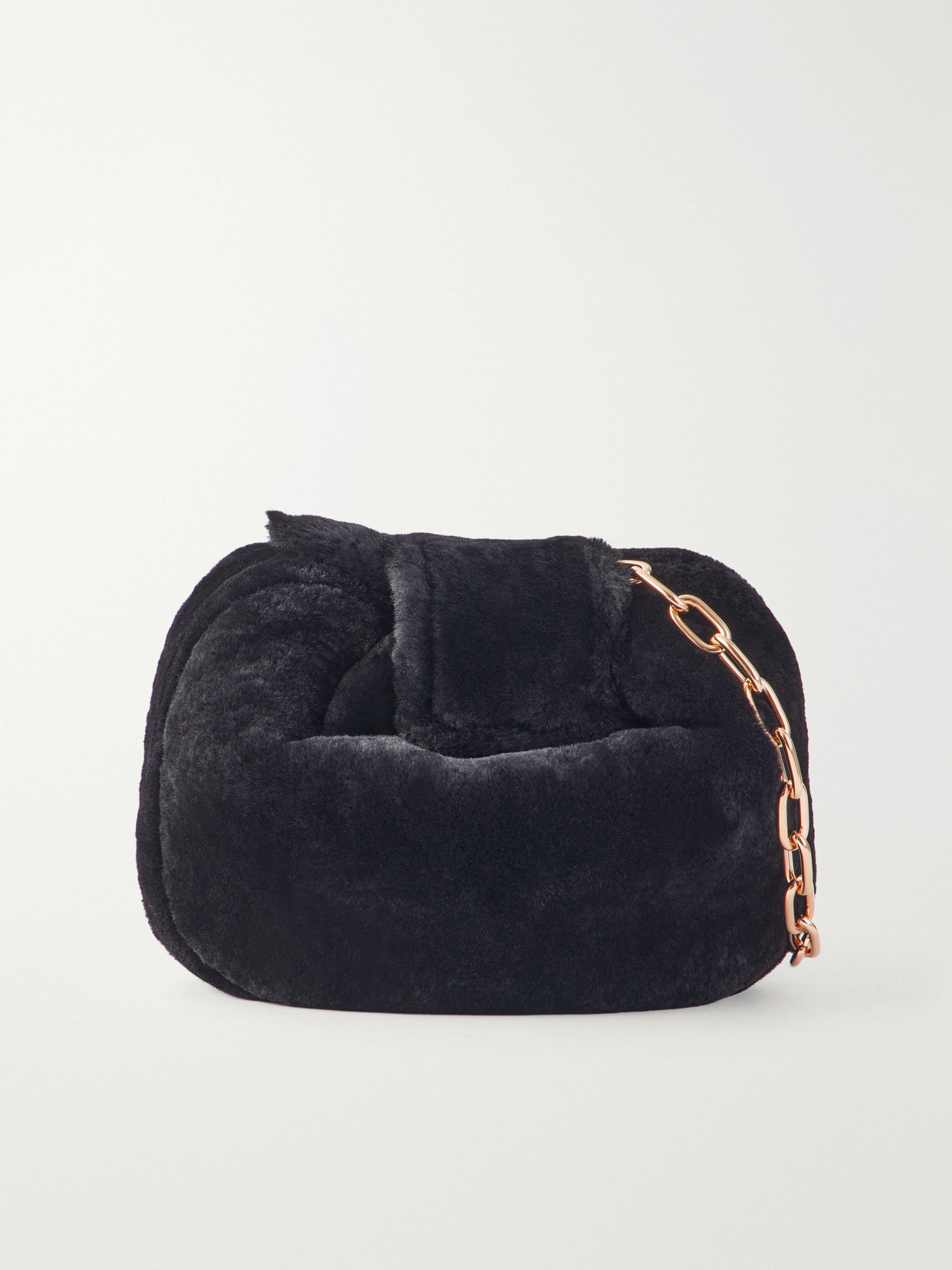 Gabriela Hearst Soft Demi Shearling Clutch In Black