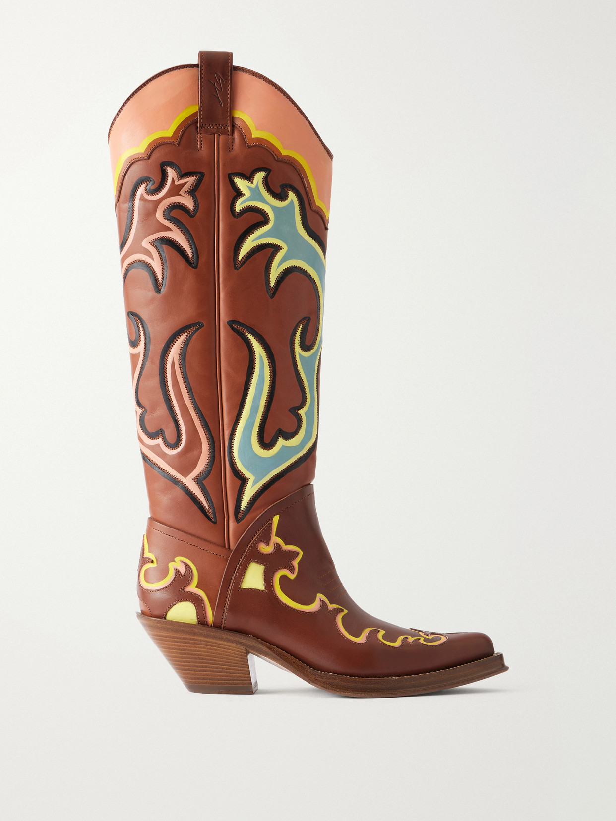 Gabriela Hearst Capitana Painted Leather Knee Boots In Brown