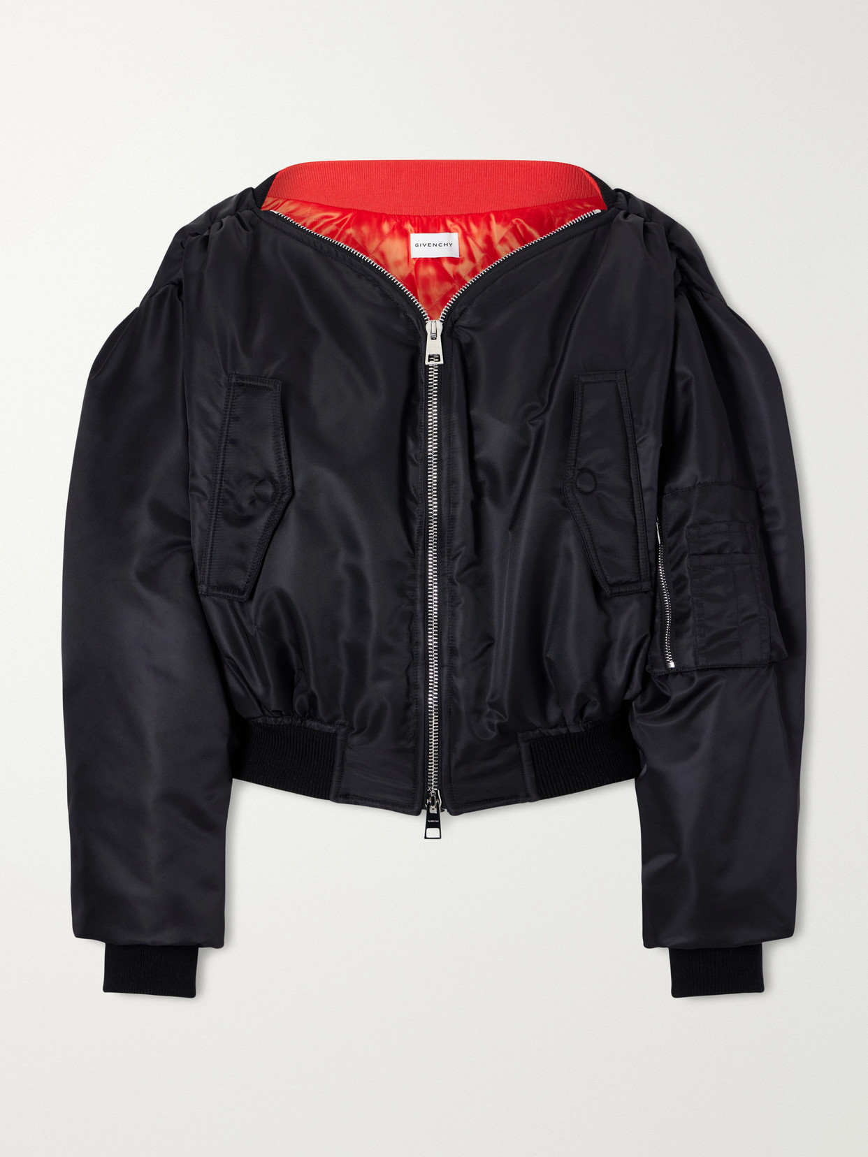 Padded Off-The-Shoulder Bomber Jacket