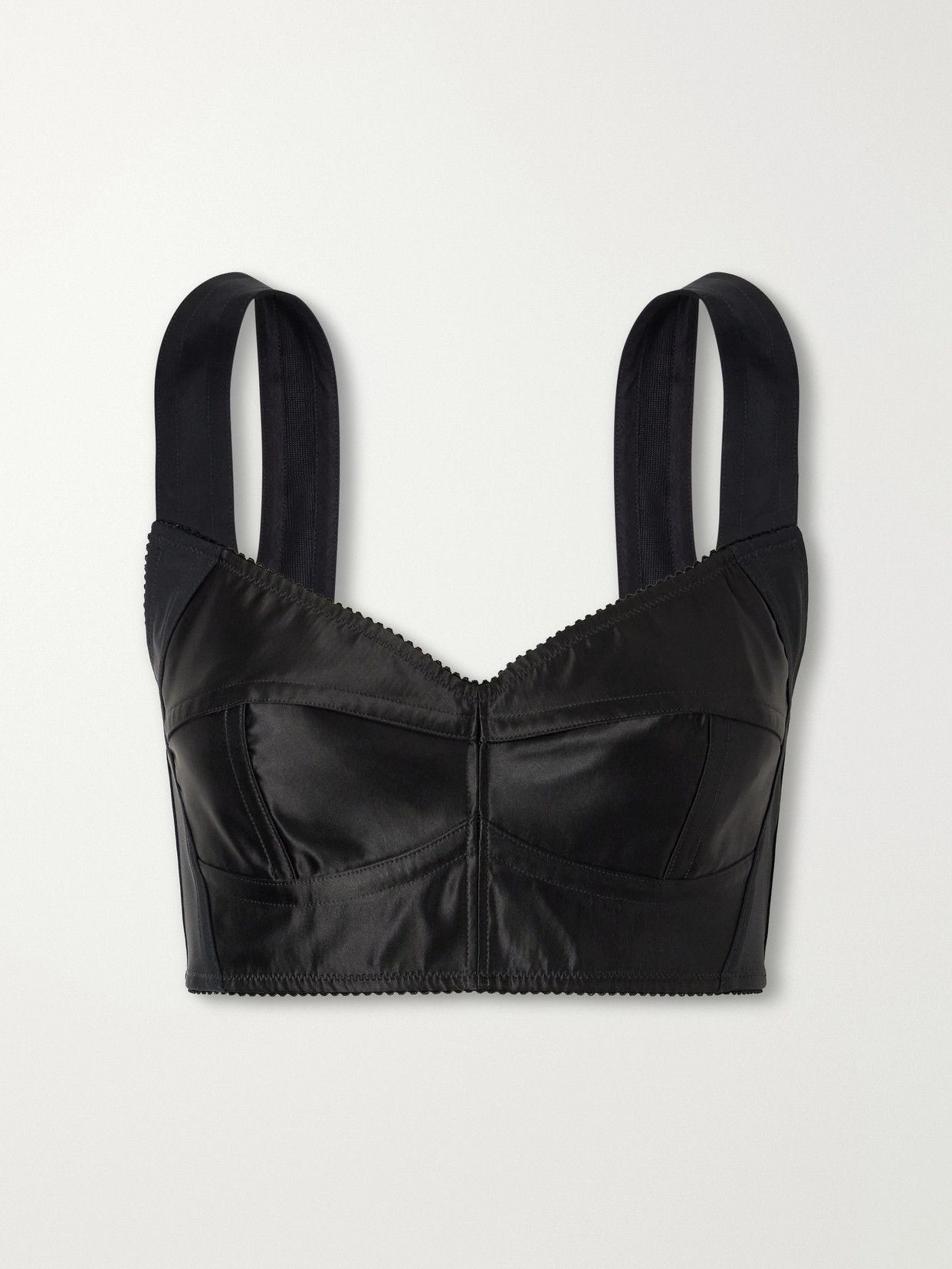 Cropped Paneled Satin Bustier Top