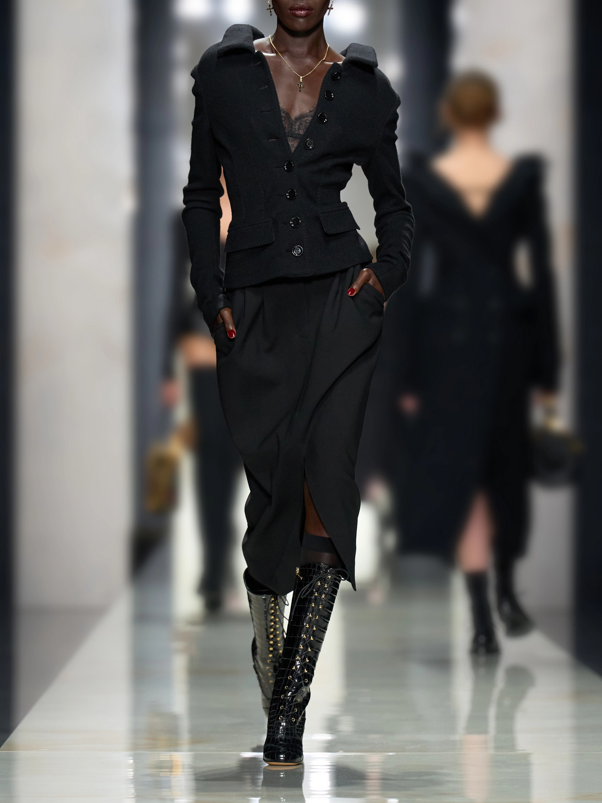 Darted Wool-Felt Jacket