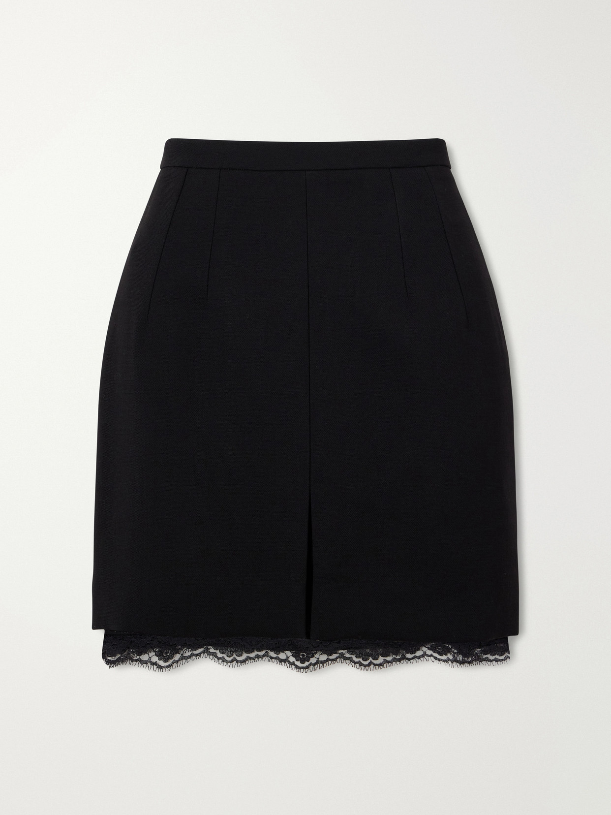 Lace-Trimmed Wool-Crepe Mini
