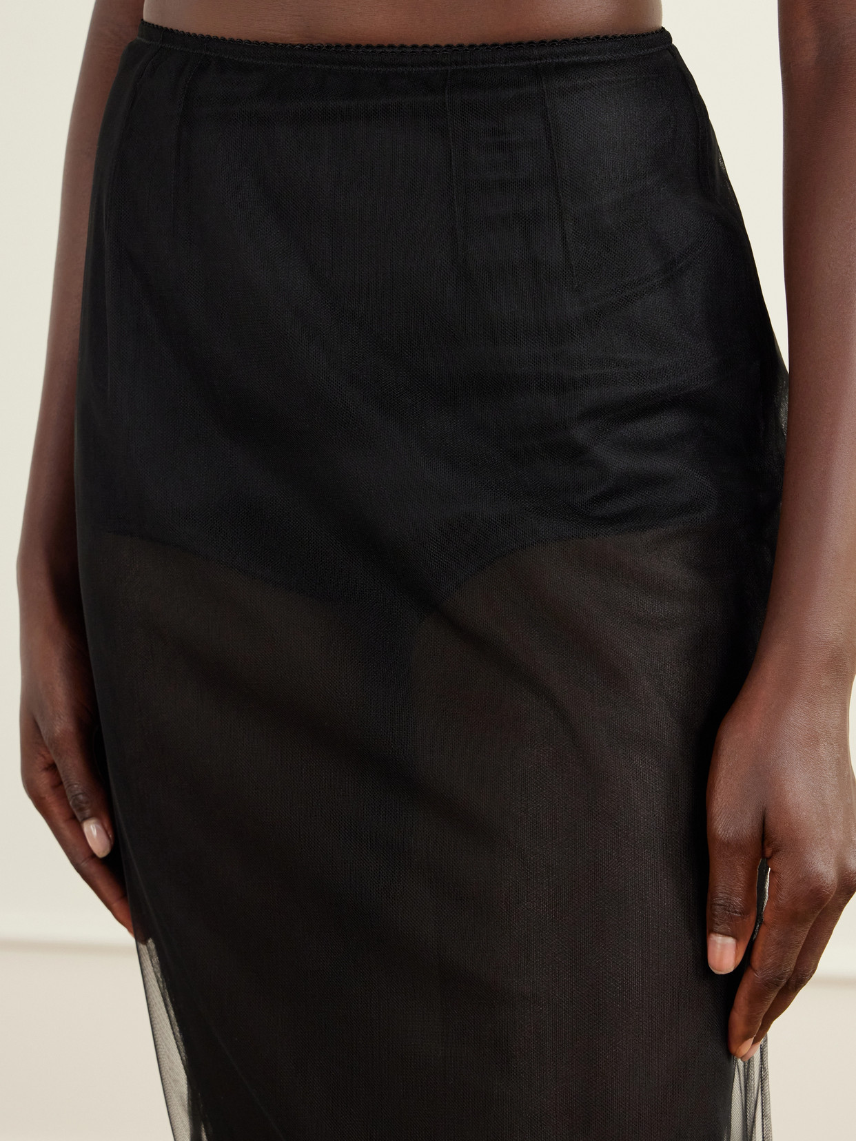 Layered Lace-Trimmed Tulle Midi