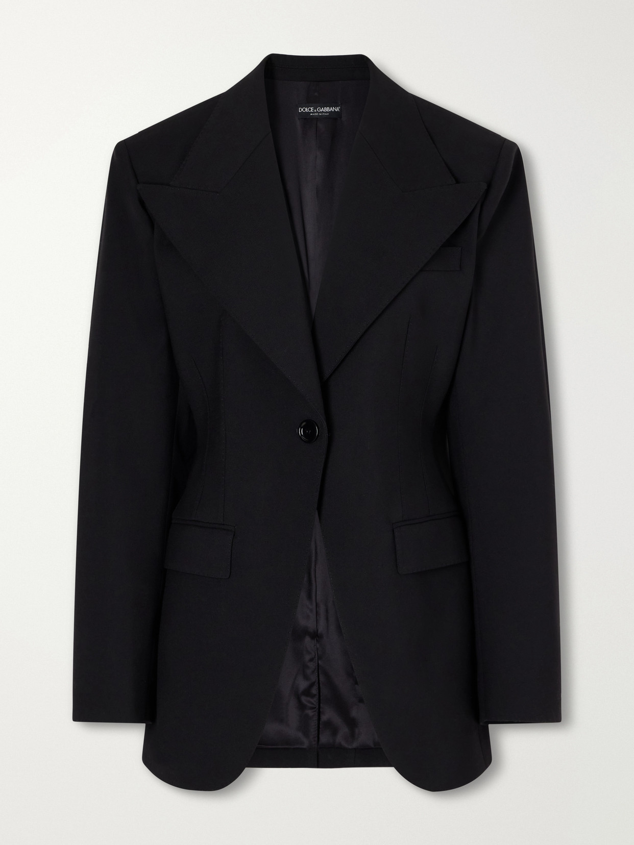 Dolce & Gabbana Darted Wool-blend Gabardine Blazer In Black
