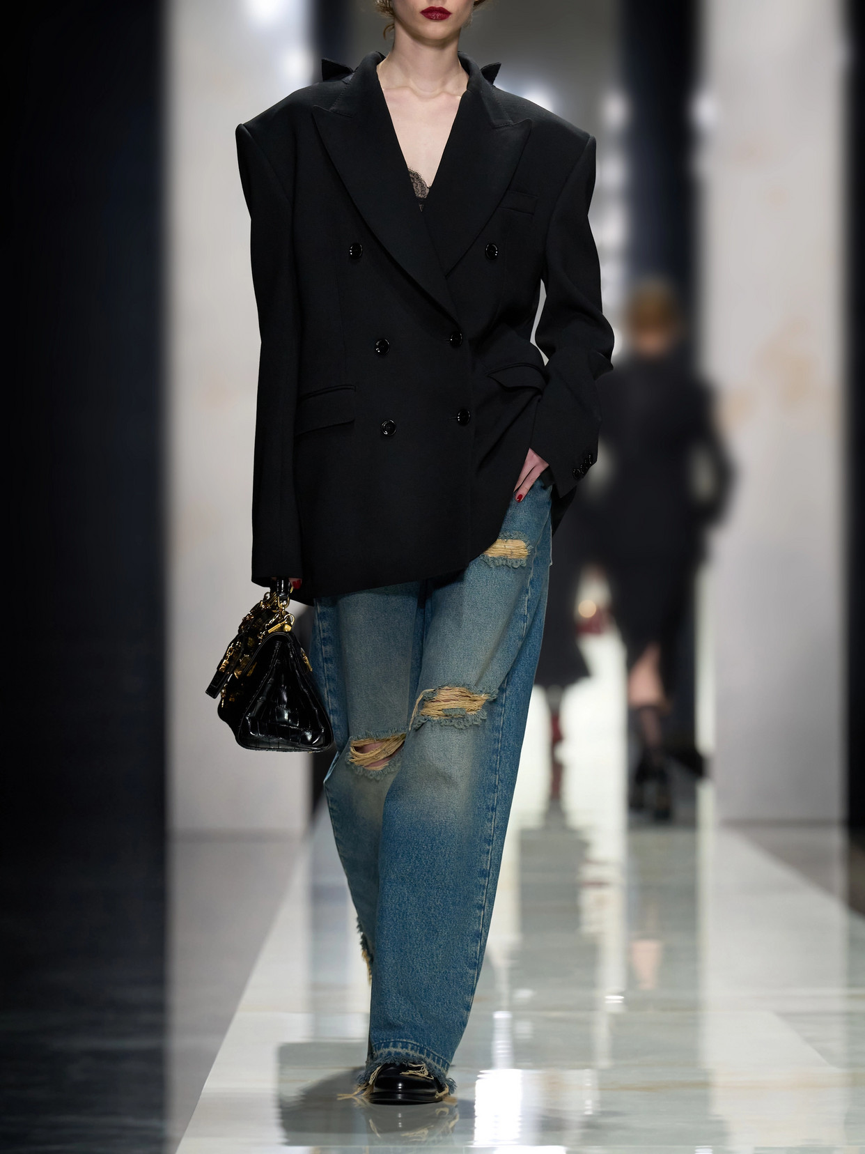 Distressed High-Rise Wide- Leg