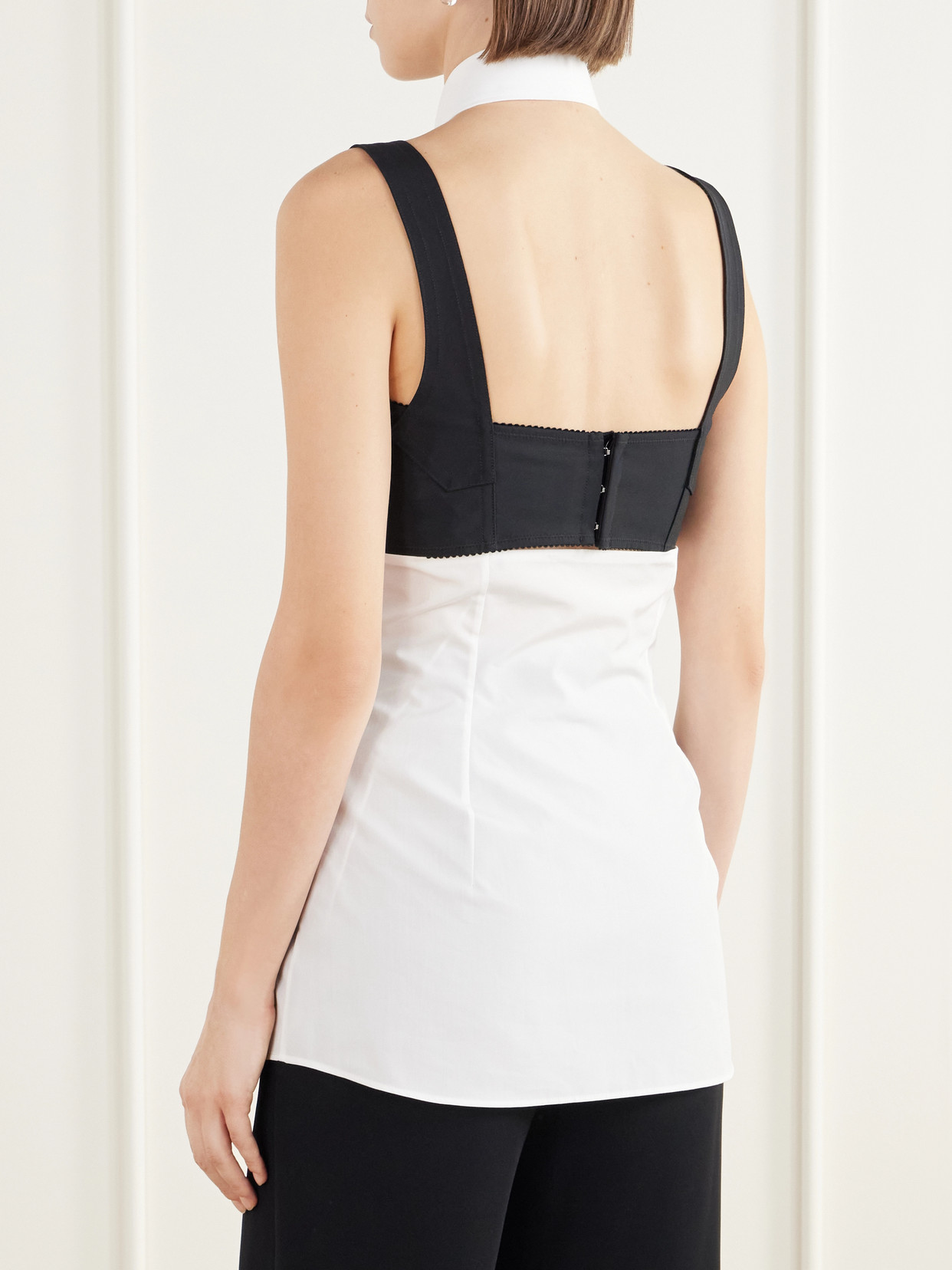 Deconstructed Cotton-Poplin Halterneck Shirt