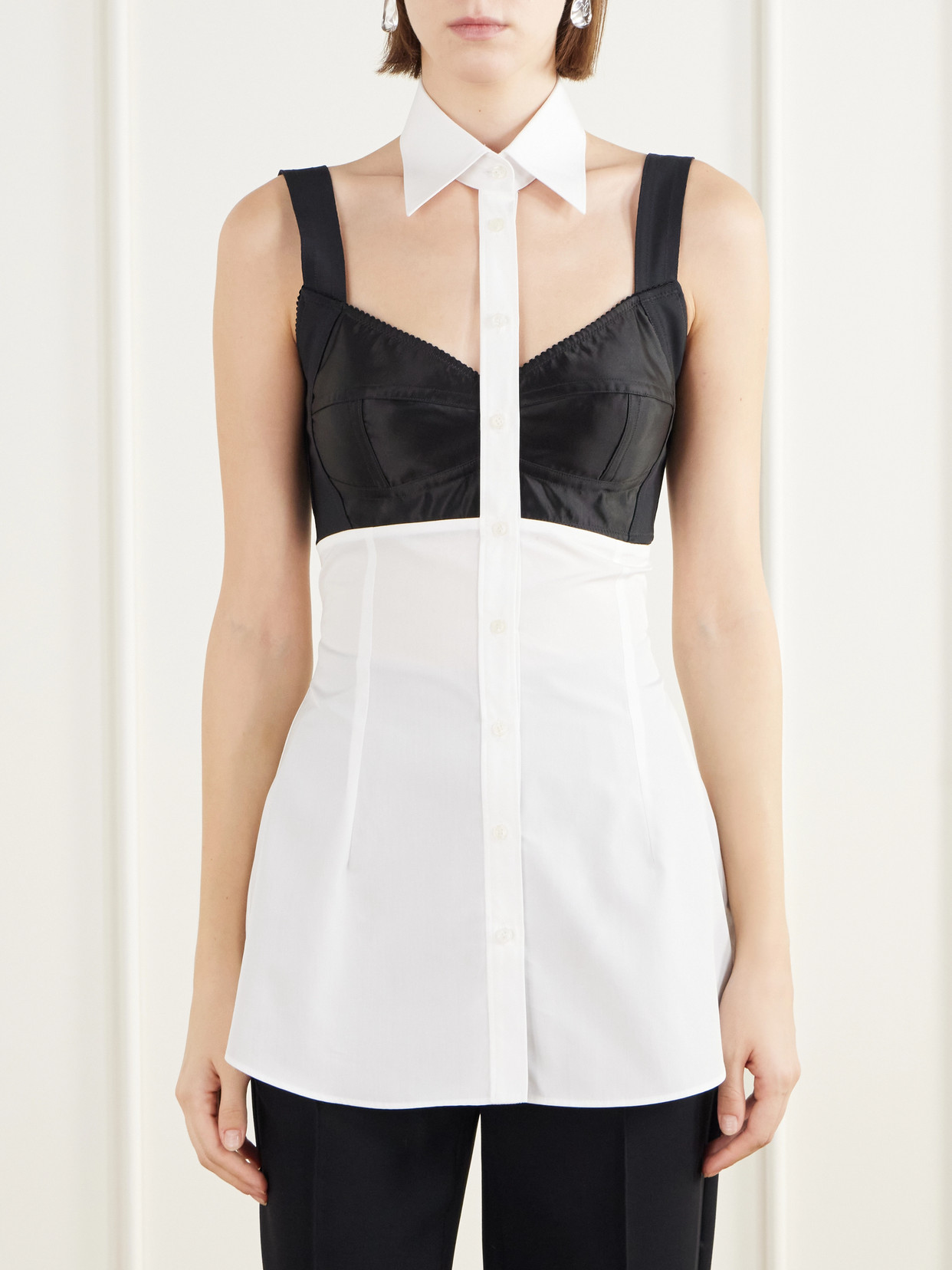 Deconstructed Cotton-Poplin Halterneck Shirt