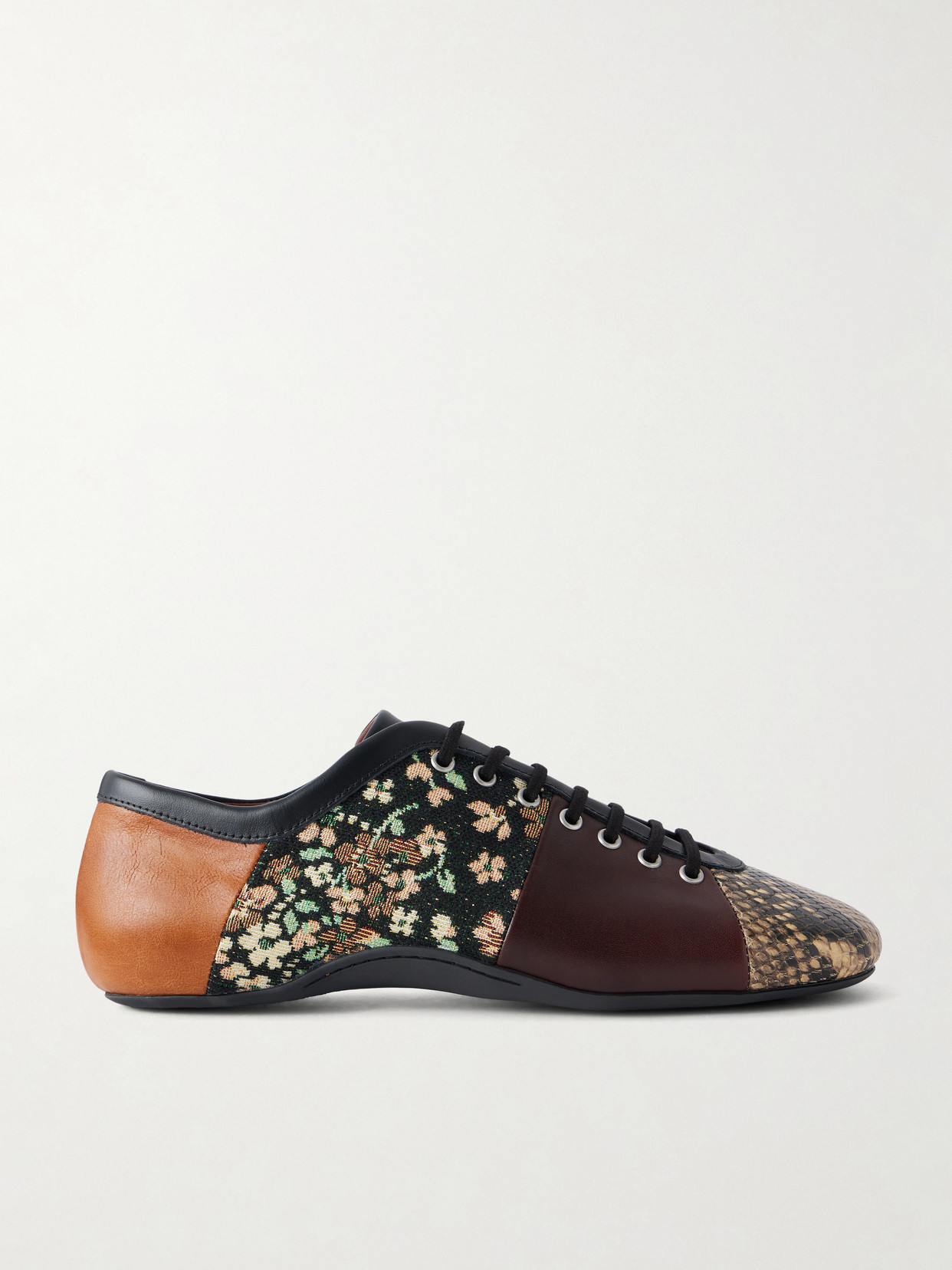 Patchwork Floral Jacquard-Trimmed Sneakers