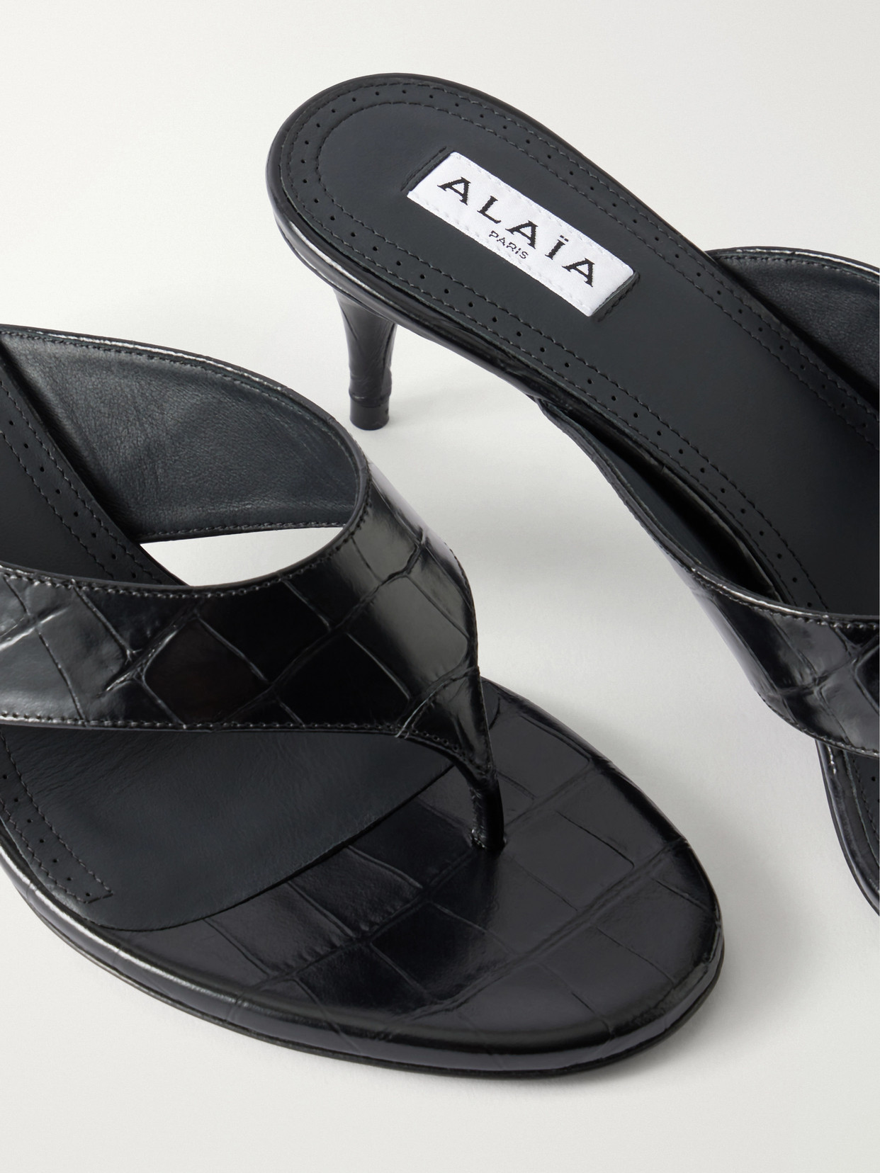 Alaïa - Infra 55 Croc-Effect Leather Thong Sandals
