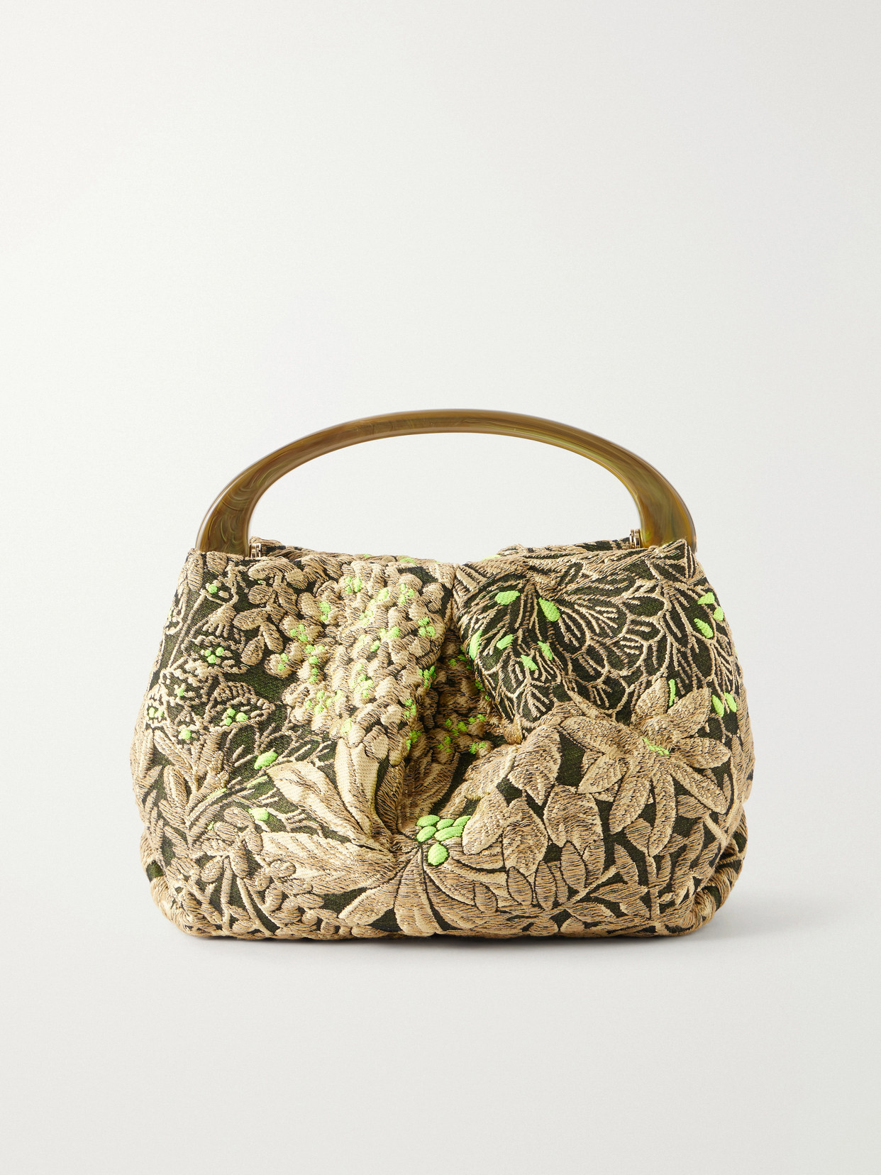 Dries Van Noten Leather-trimmed Floral-jacquard Crossbody Bag In Neutrals