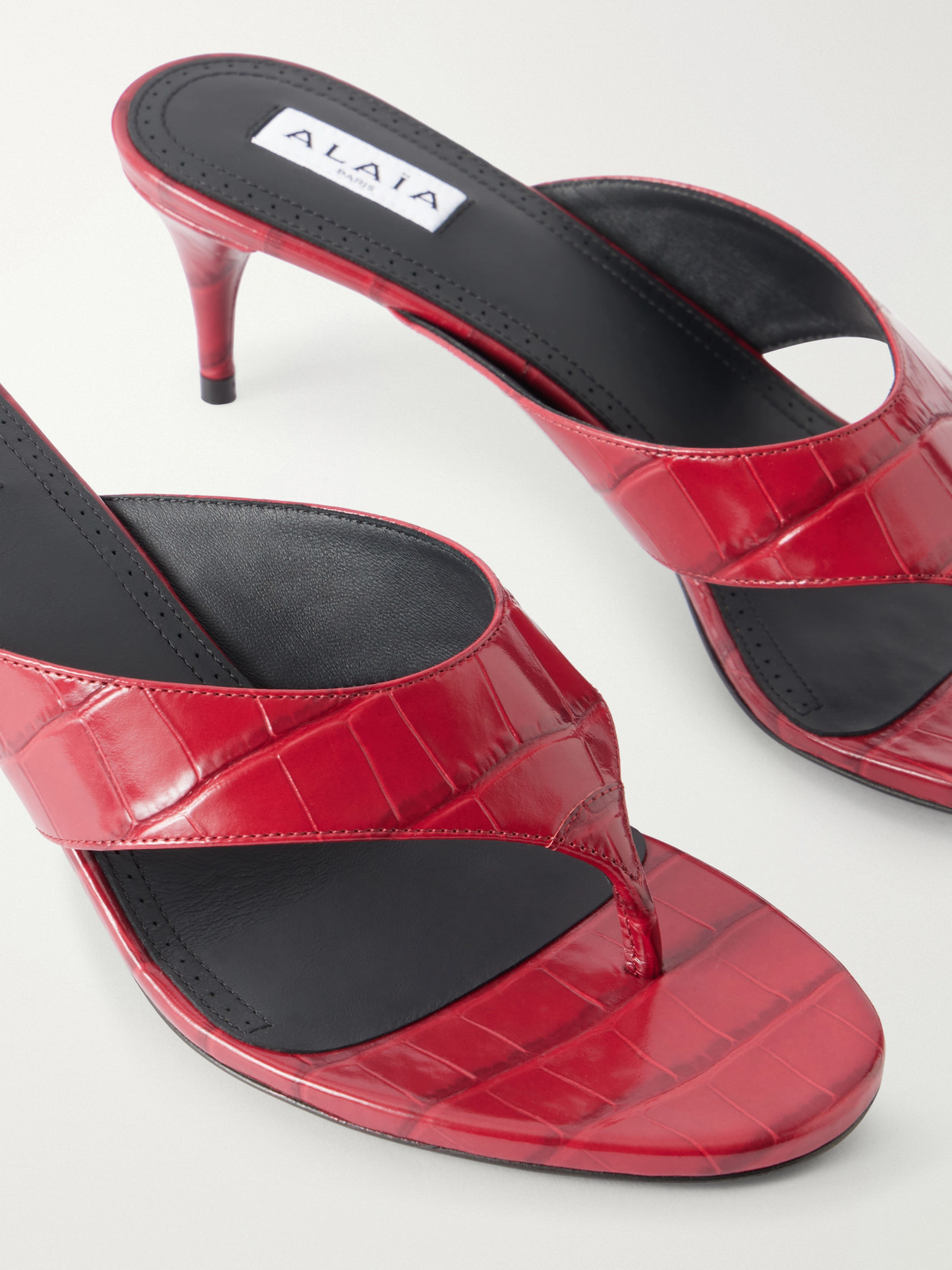 Alaïa - Infra 55 Croc-Effect Leather Thong Sandals