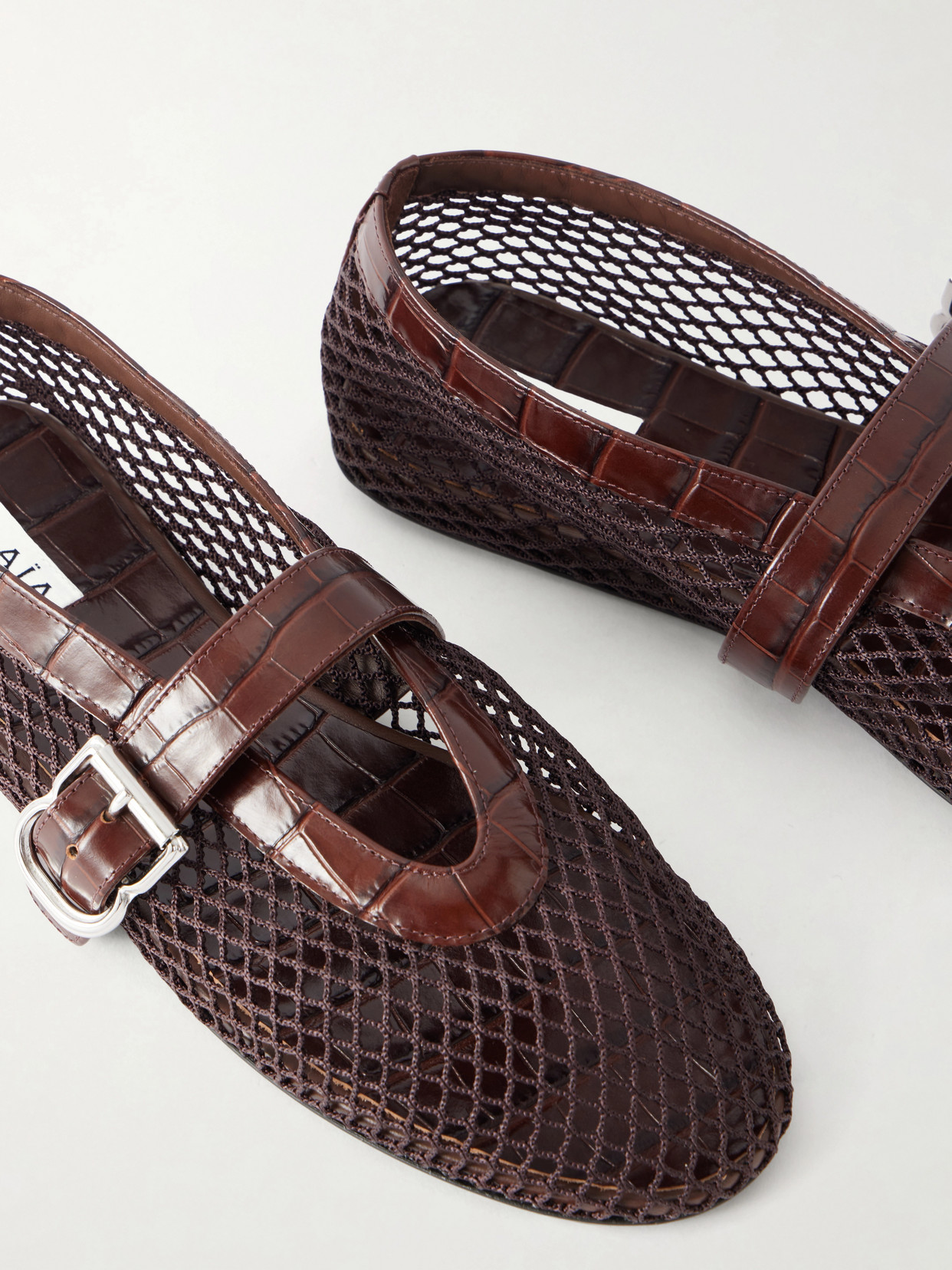 Alaïa - La Ballerine Croc-Effect Ballet Flats
