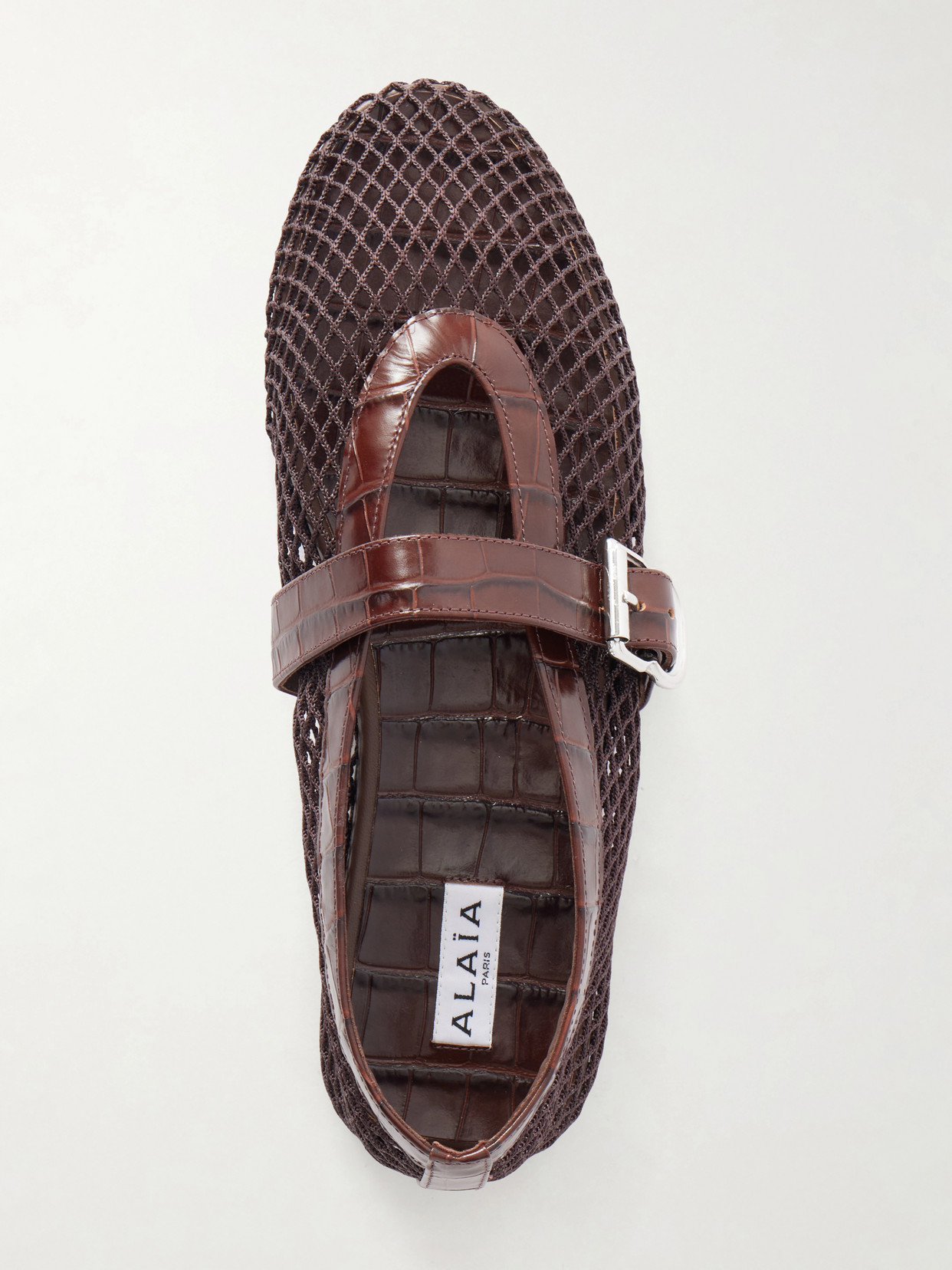 Alaïa - La Ballerine Croc-Effect Ballet Flats
