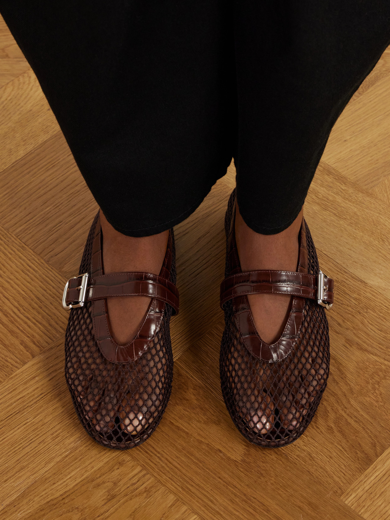 Alaïa - La Ballerine Croc-Effect Ballet Flats