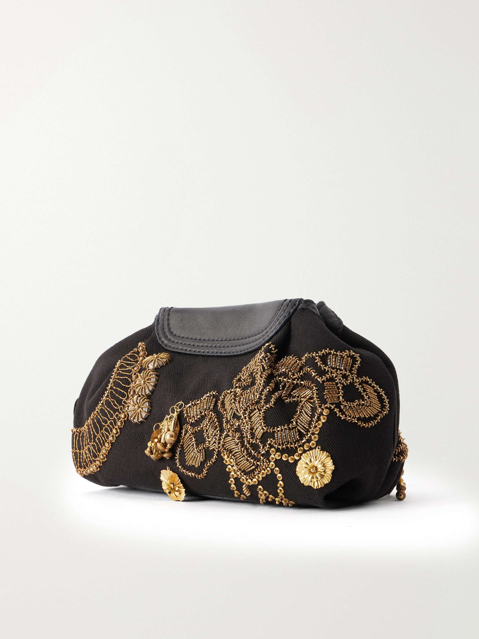 DRIES VAN NOTEN Bead-embellished embroidered leather-trimmed