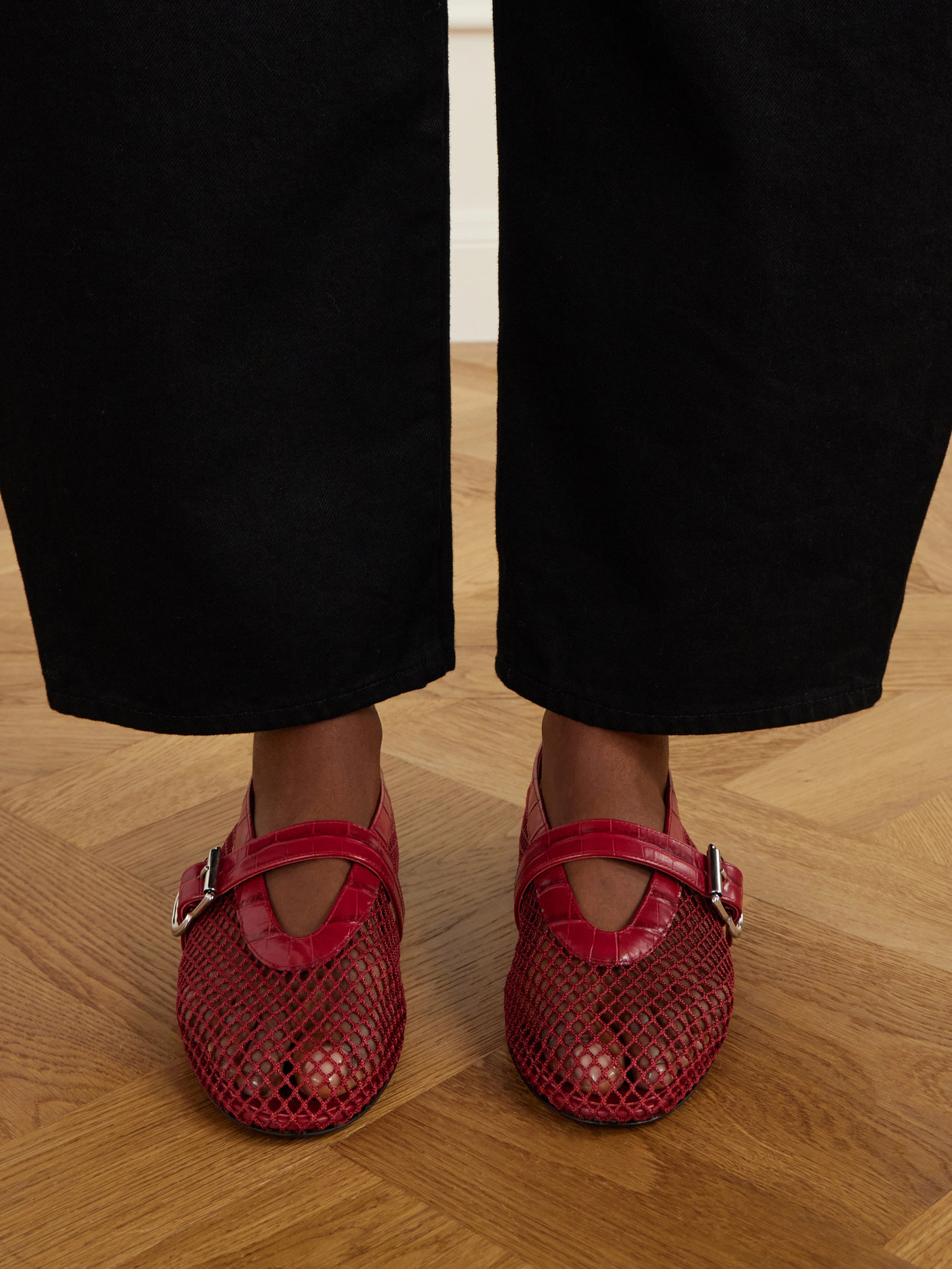 Alaïa - La Ballerine Croc-Effect Ballet Flats