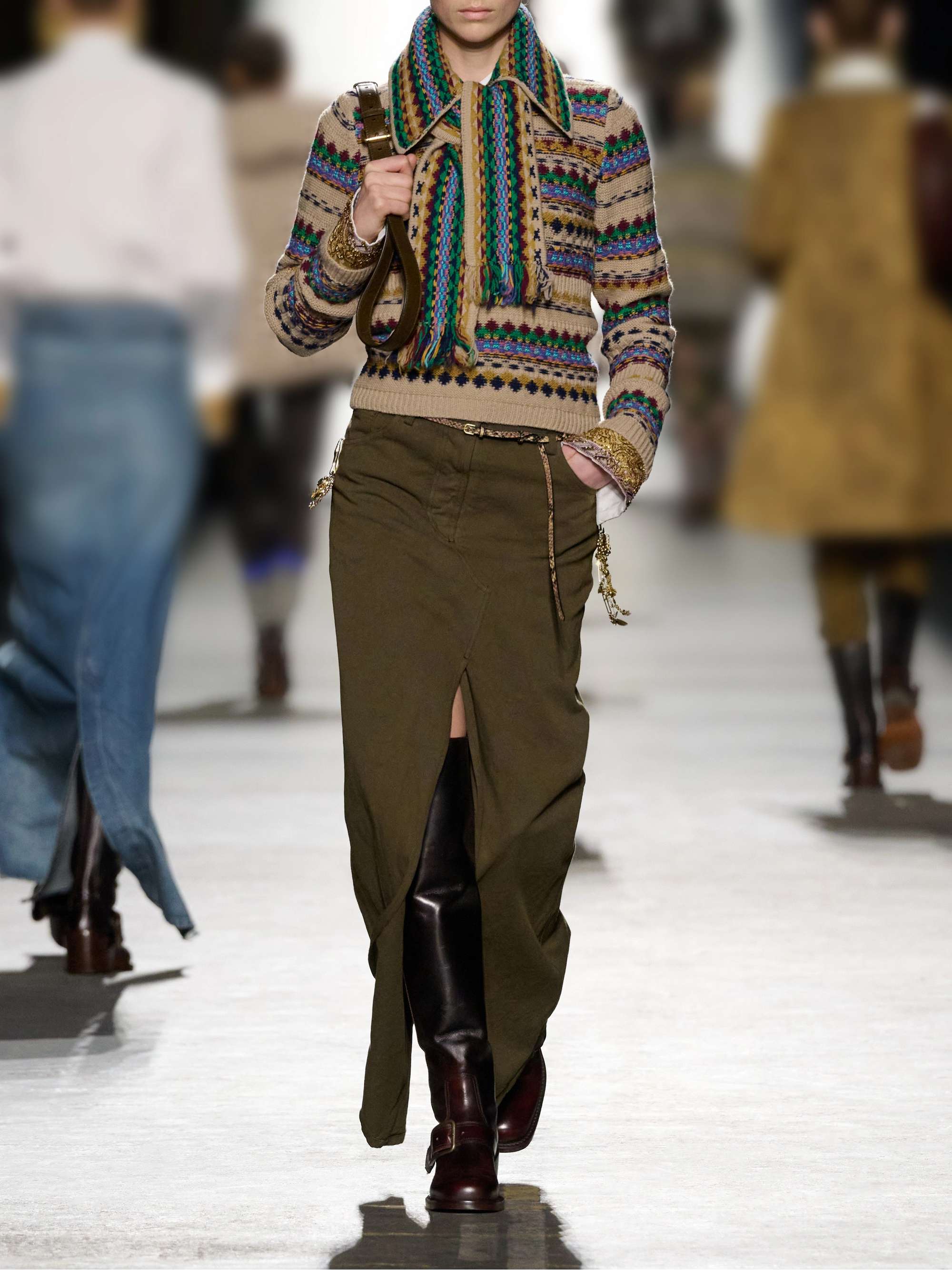 DRIES VAN NOTEN Fringed intrasia-knit wool scarf | NET-A-PORTER