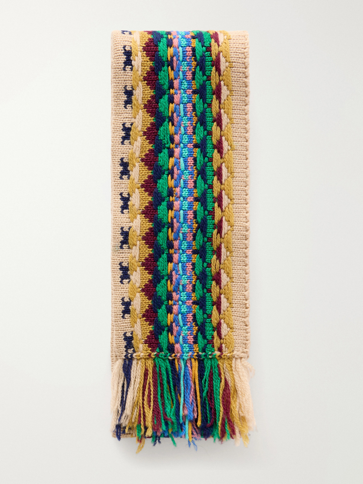 Dries Van Noten Fringed Intrasia-knit Wool Scarf In Multi