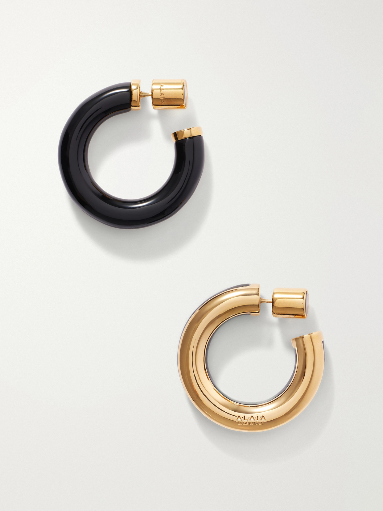 Alaïa Ray Logo-engraved Gold-tone Hoop Earrings In Multi