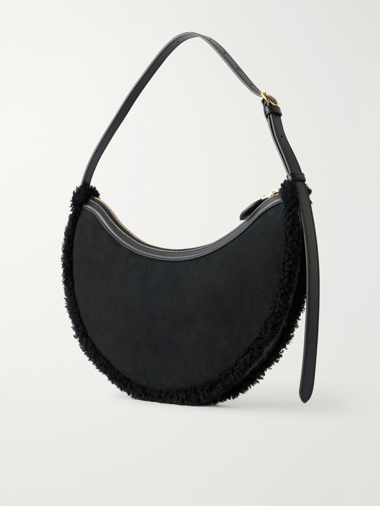 Alaïa - Demi Lune Shearling-Trimmed Shoulder Bag