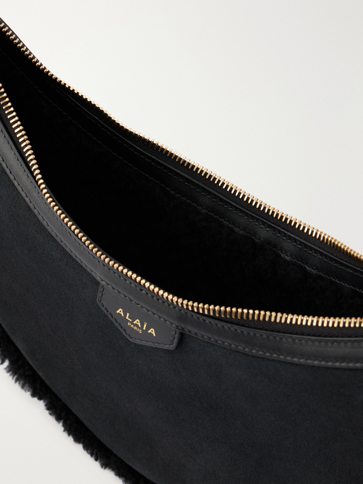 Alaïa - Demi Lune Shearling-Trimmed Shoulder Bag