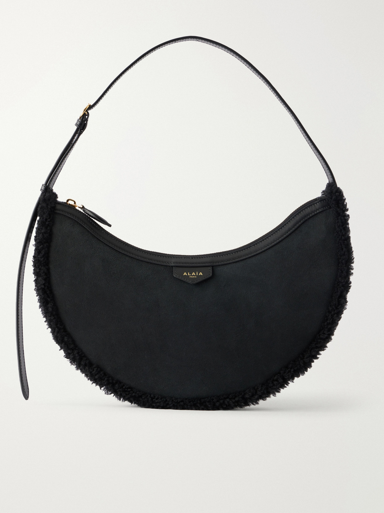 Alaïa - Demi Lune Shearling-Trimmed Shoulder Bag