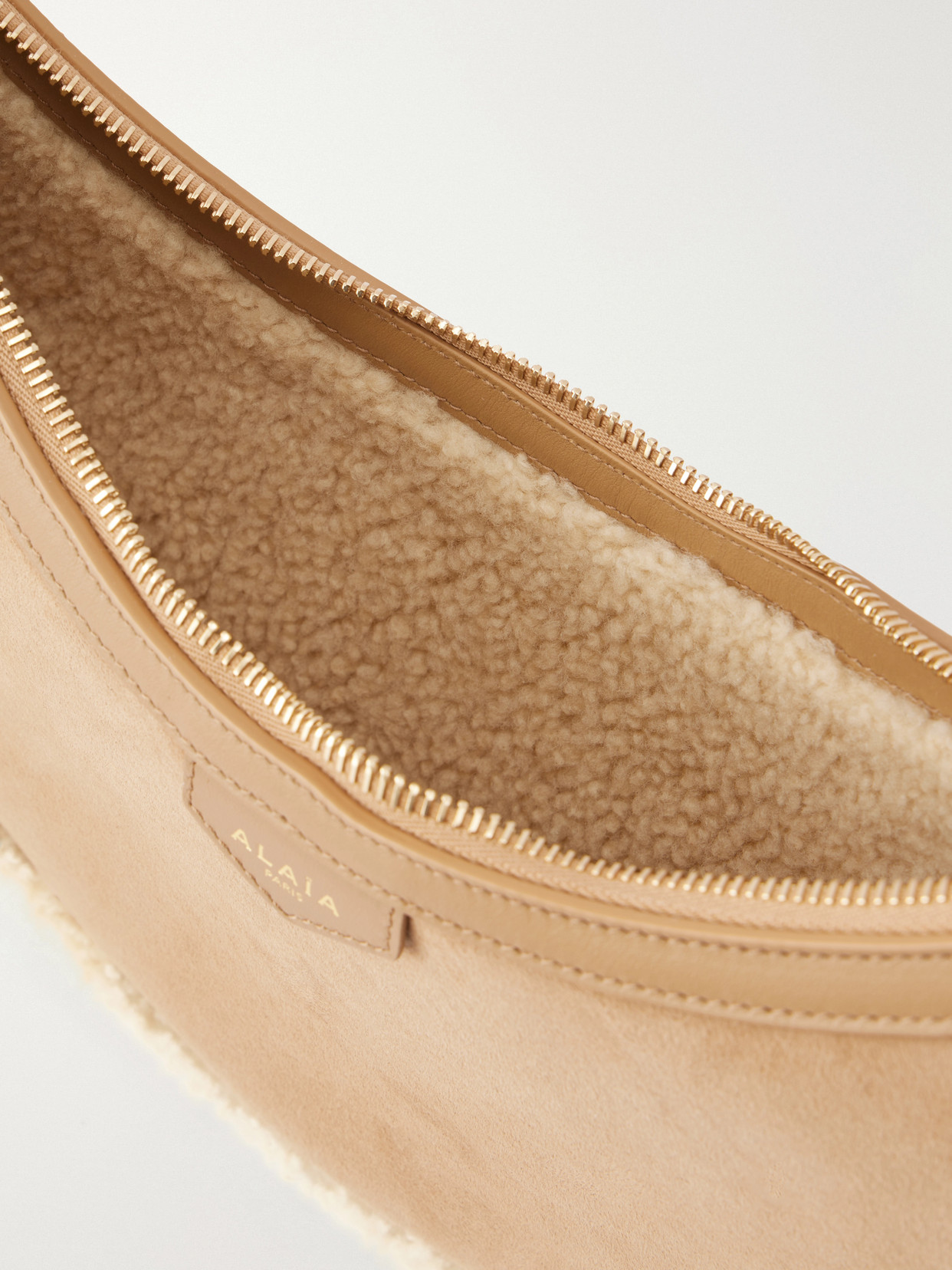 Alaïa - Demi Lune Shearling-Trimmed Shoulder Bag