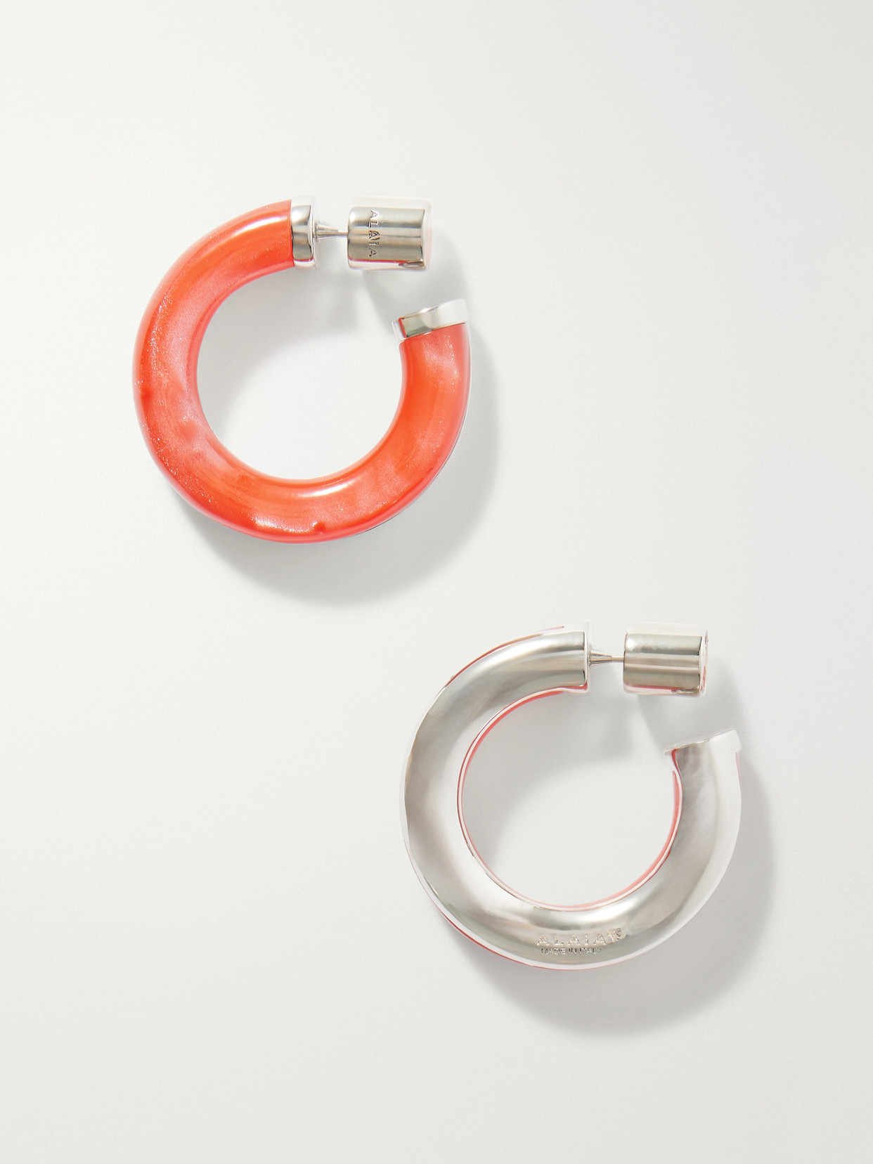 Alaïa Ray Silver-tone Resin Hoop Earrings In Multi