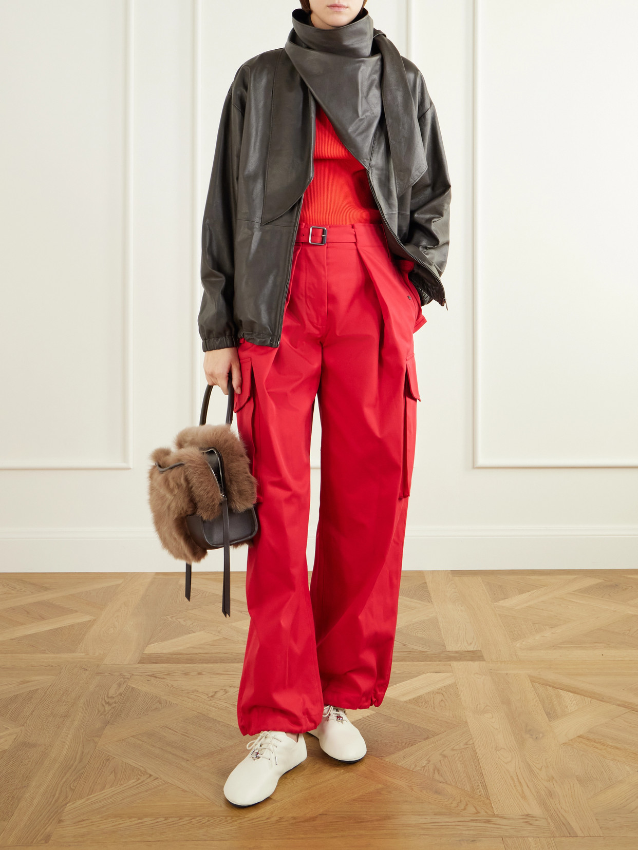 Amazona 180 Medium Shearling-Trimmed Shoulder Bag