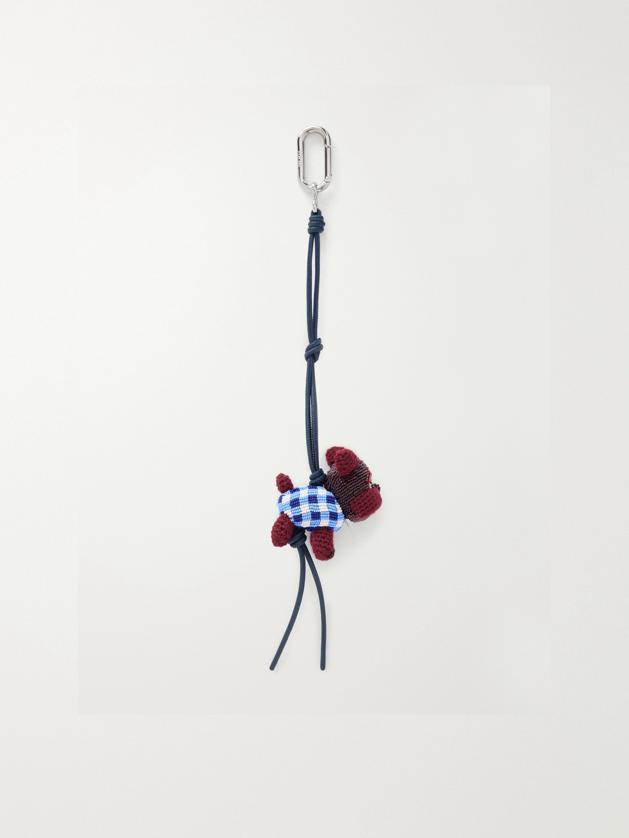 Loewe + Cosima Von Bonin Bulldog Leather-trimmed Bead-embellished Crochet-knit Bag Charm In Multi