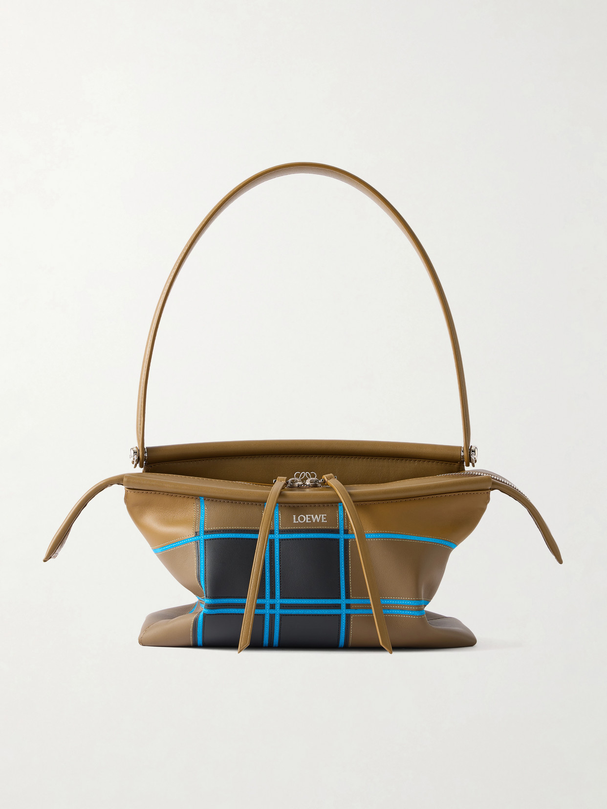 Loewe Whisker Checked Leather Shoulder Bag In Multi