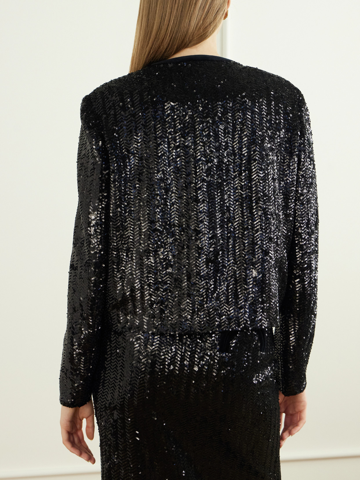 Blazé Milano - Shamo Velvet-Trimmed Sequined Jacket