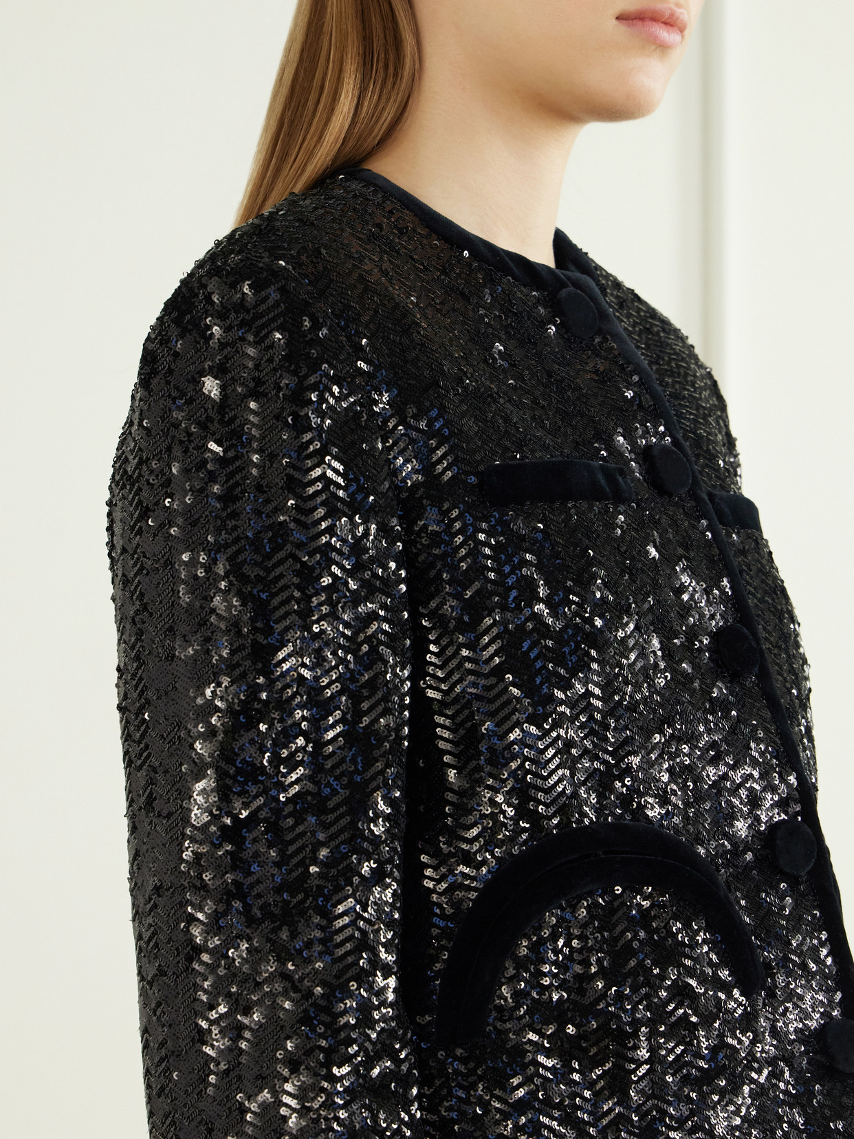 Blazé Milano - Shamo Velvet-Trimmed Sequined Jacket