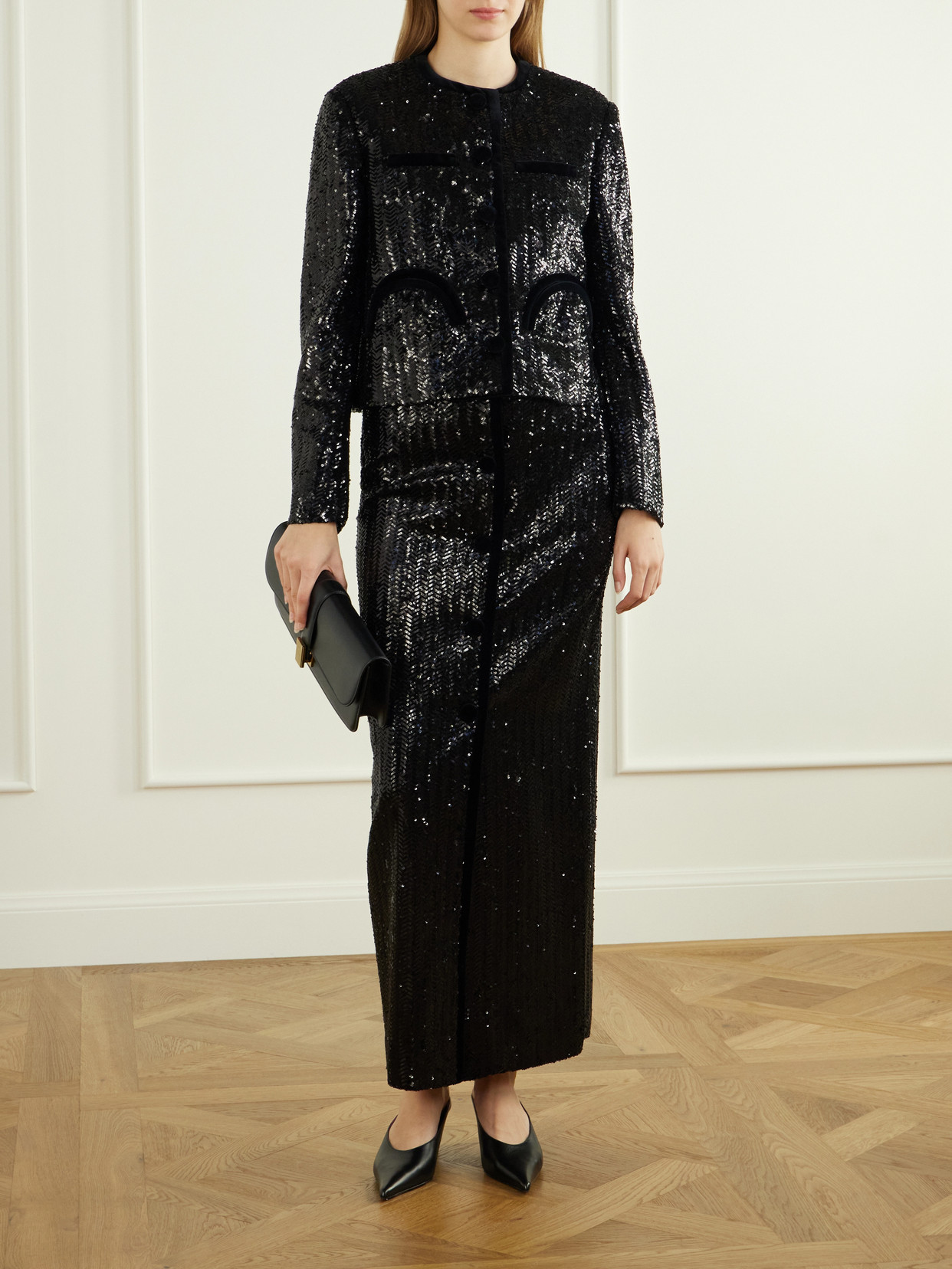 Blazé Milano - Shamo Velvet-Trimmed Sequined Jacket