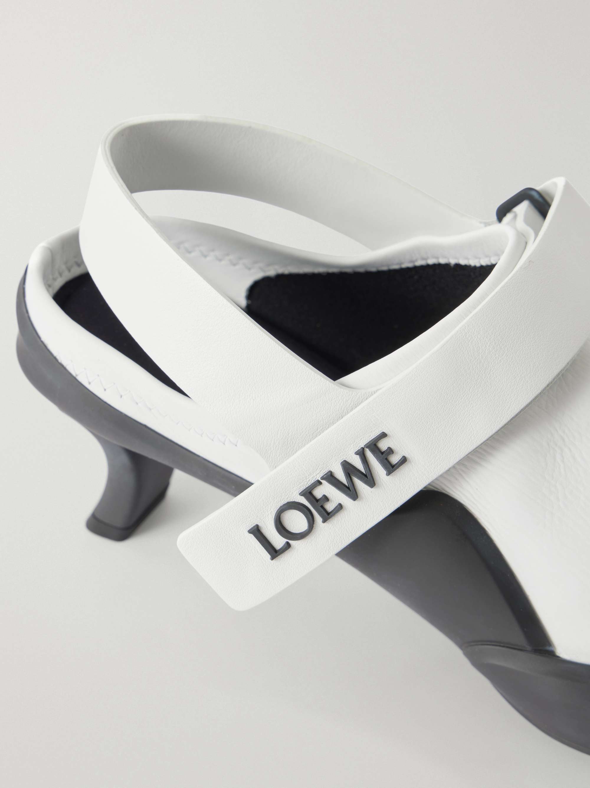 LOEWE Dive 45 logo-detailed rubber-trimmed leather slingback pumps