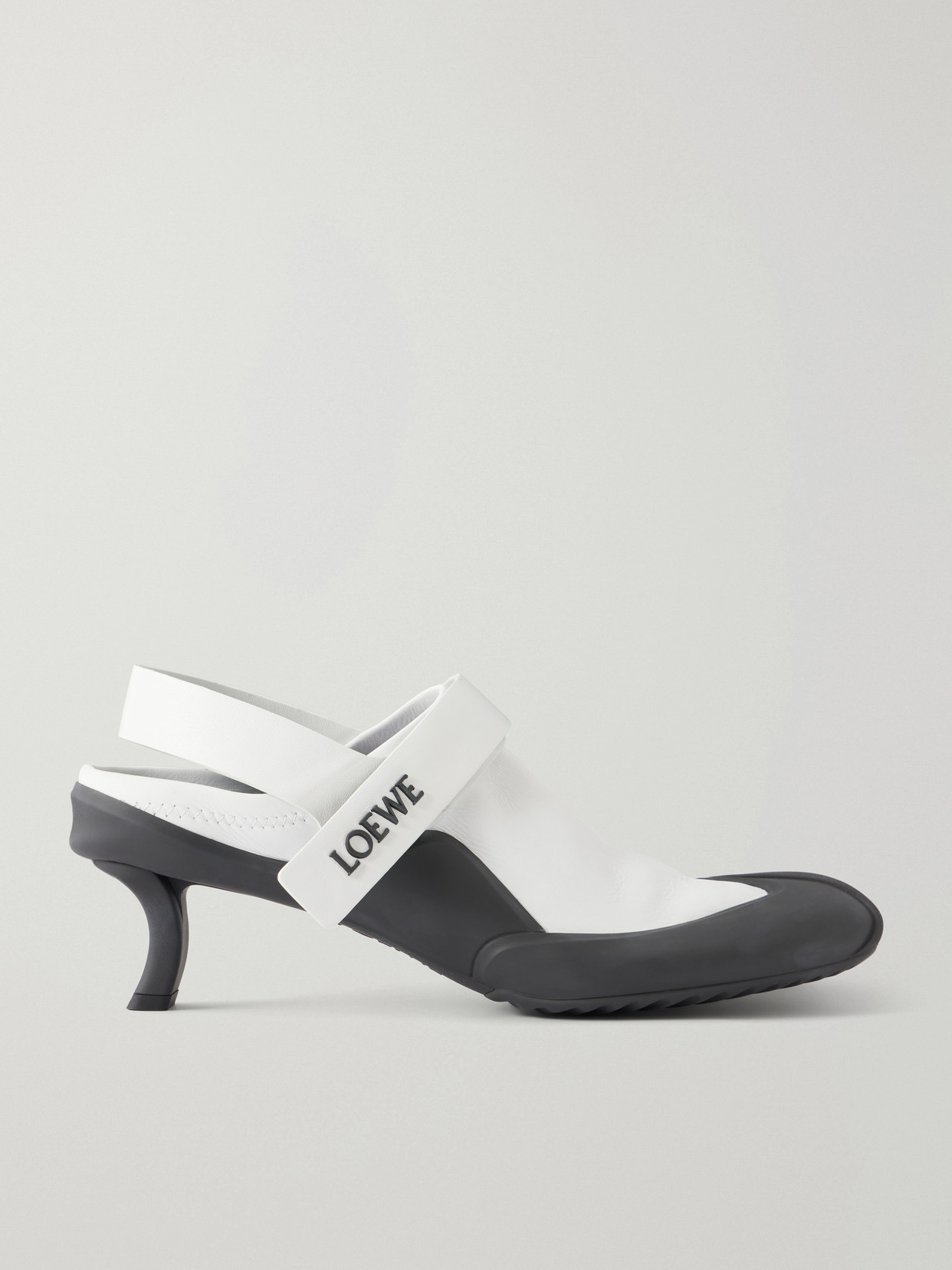 Loewe Dive 45 Logo-detailed Leather Slingback Pumps In White